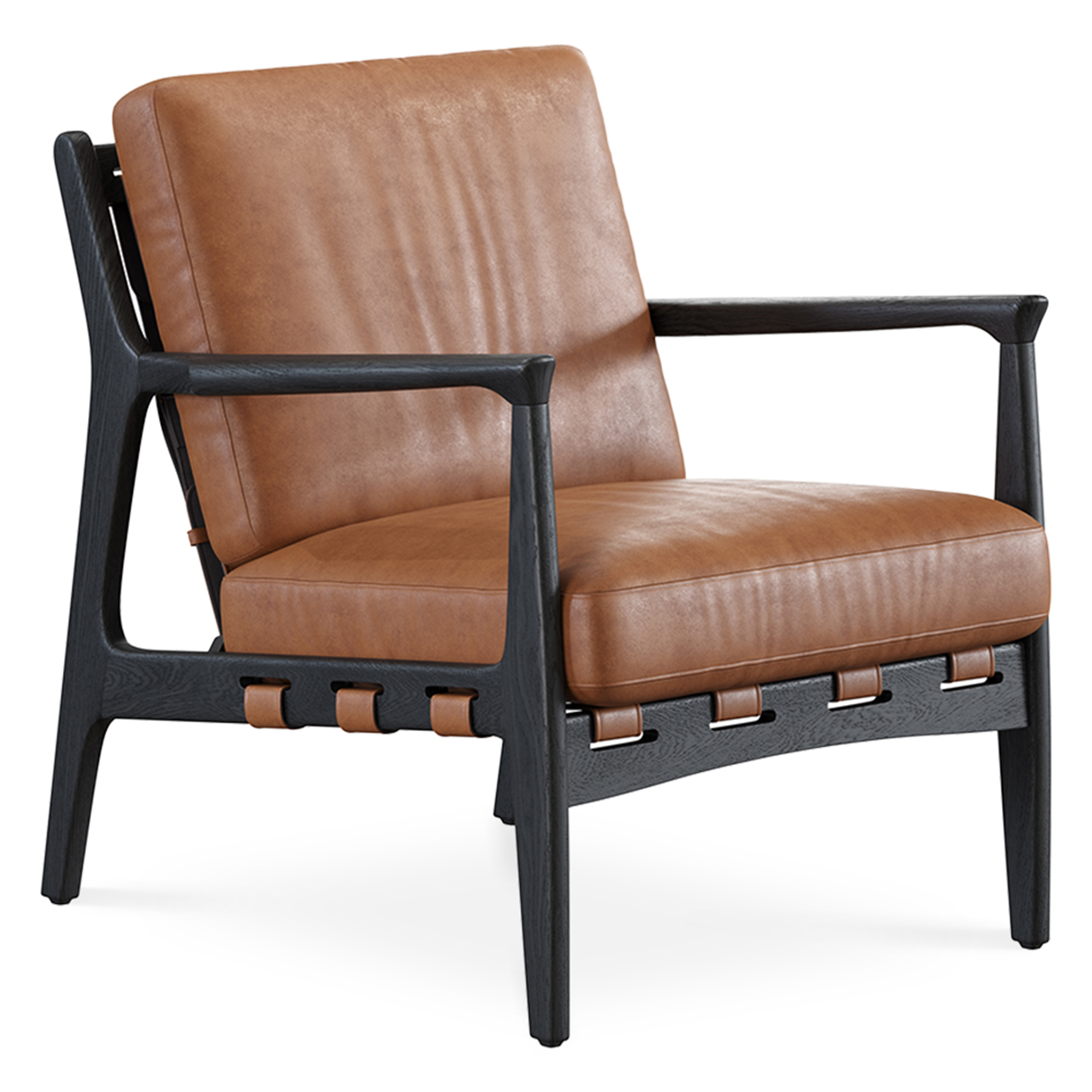 WS - At Ease armchair - Light brown & Black ash (Front angle )