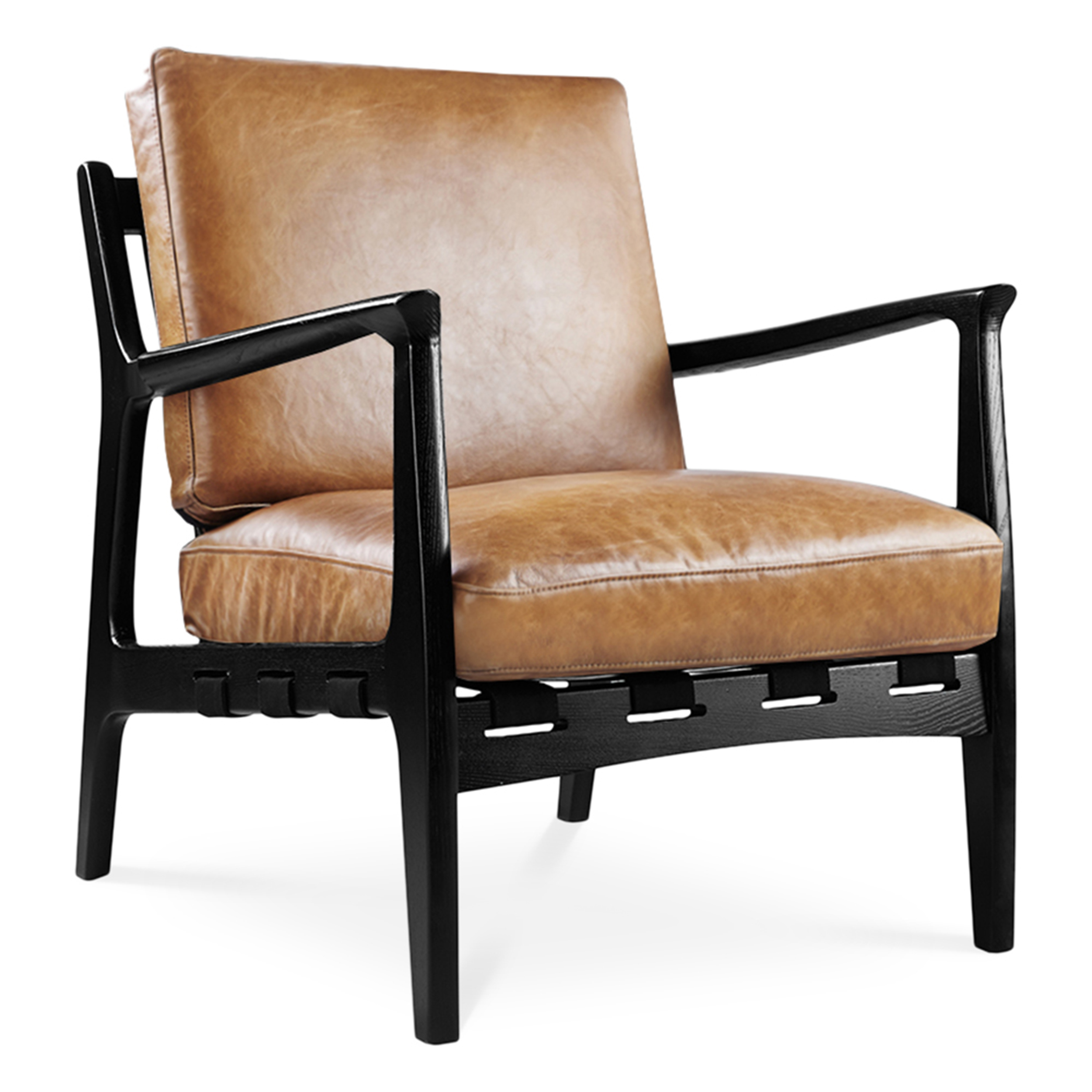 WS - At Ease armchair - Light brown & Black ash (Front angle)