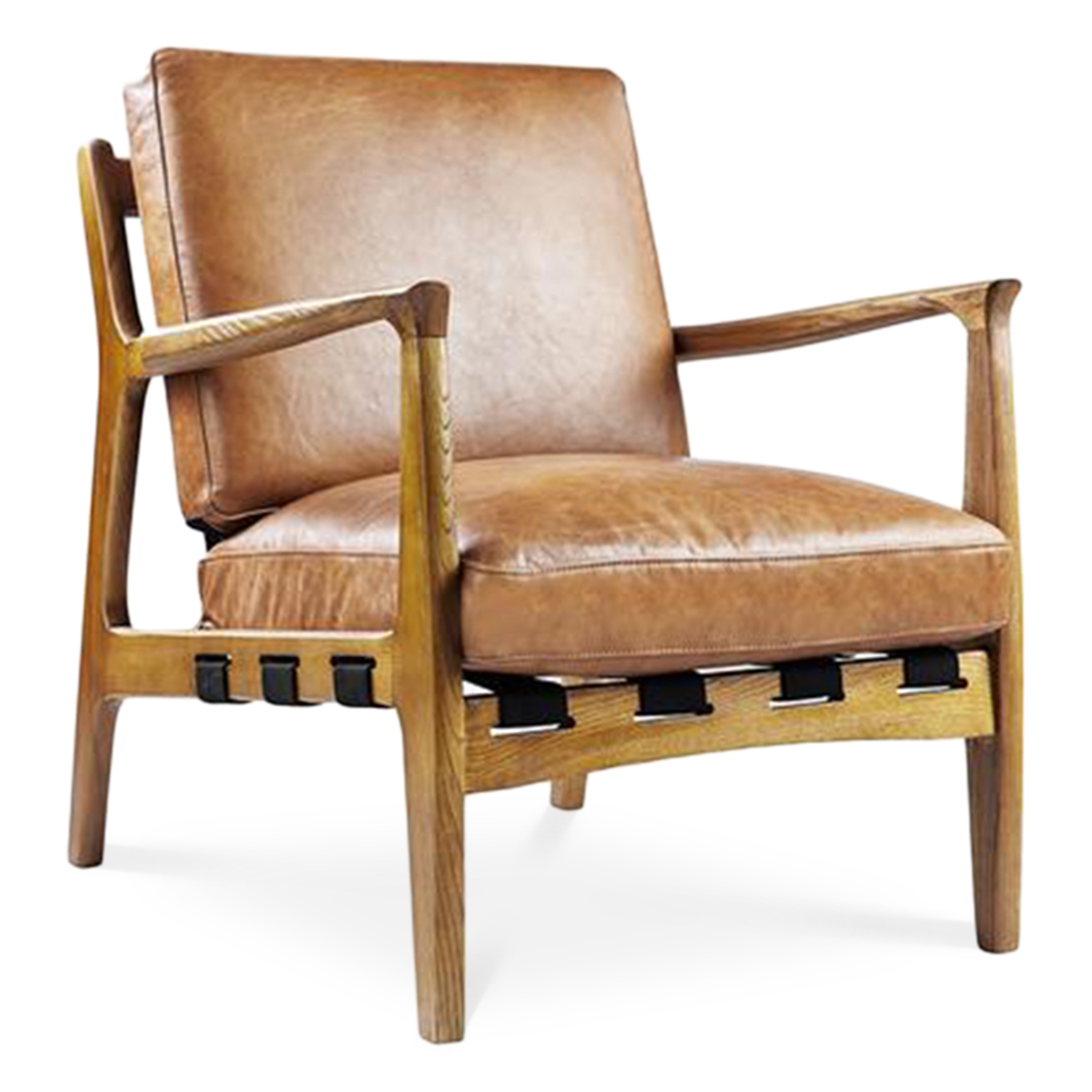 WS - At Ease armchair - Light brown & Natural ash (Front angle)