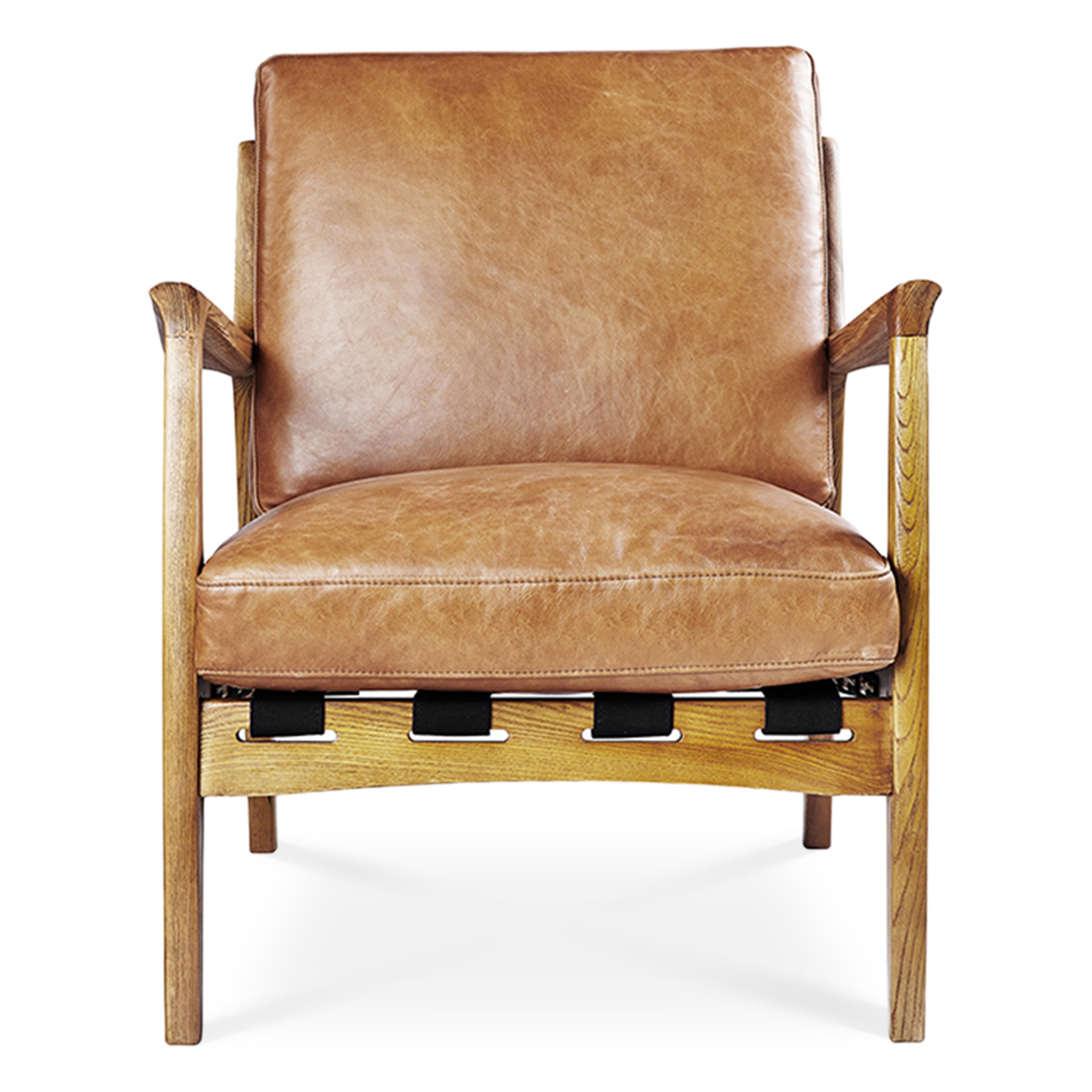 WS - At Ease armchair - Light brown & Natural ash (Front)