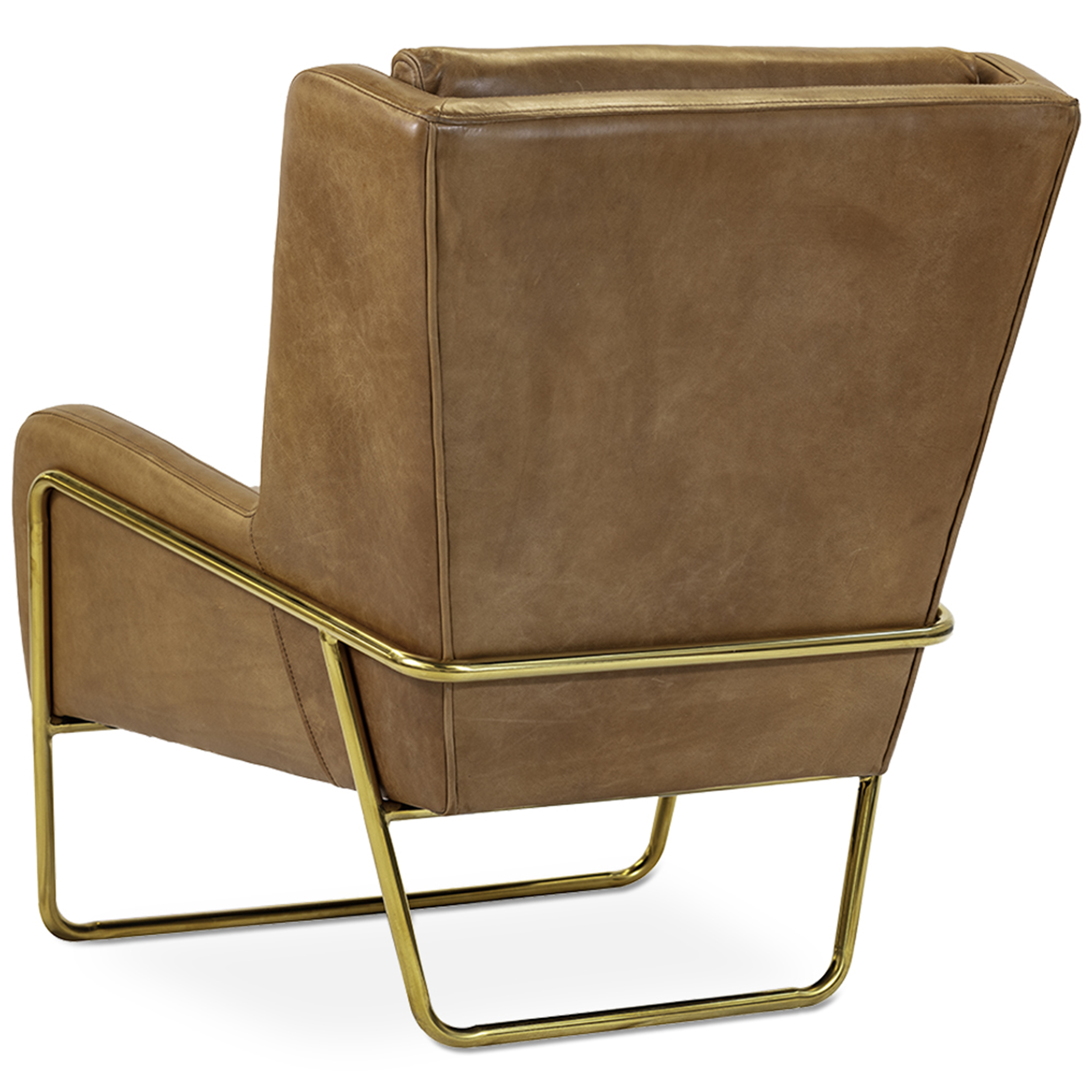WS - London armchair - Light Brown & Brass (Back angle)