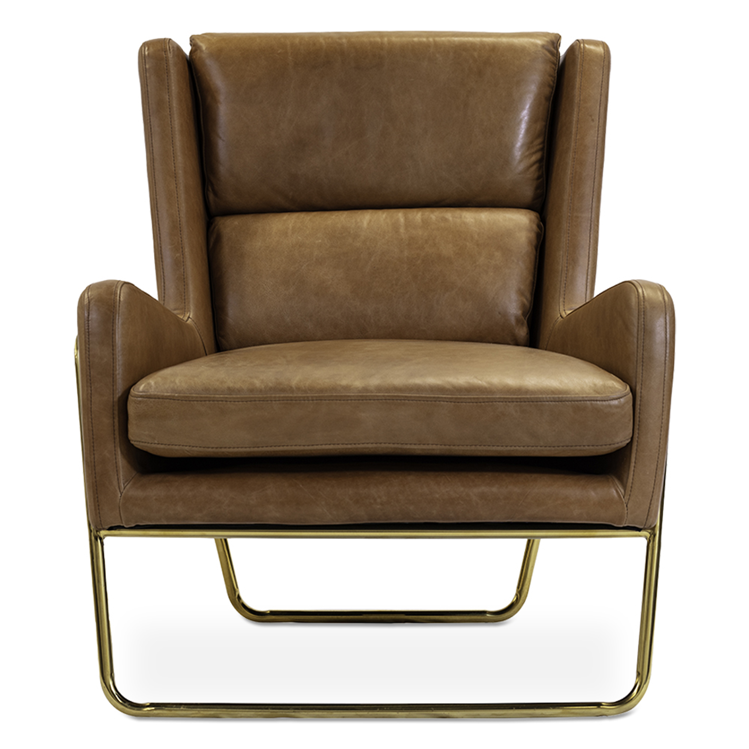 WS - London armchair - Light Brown & Brass (Front)