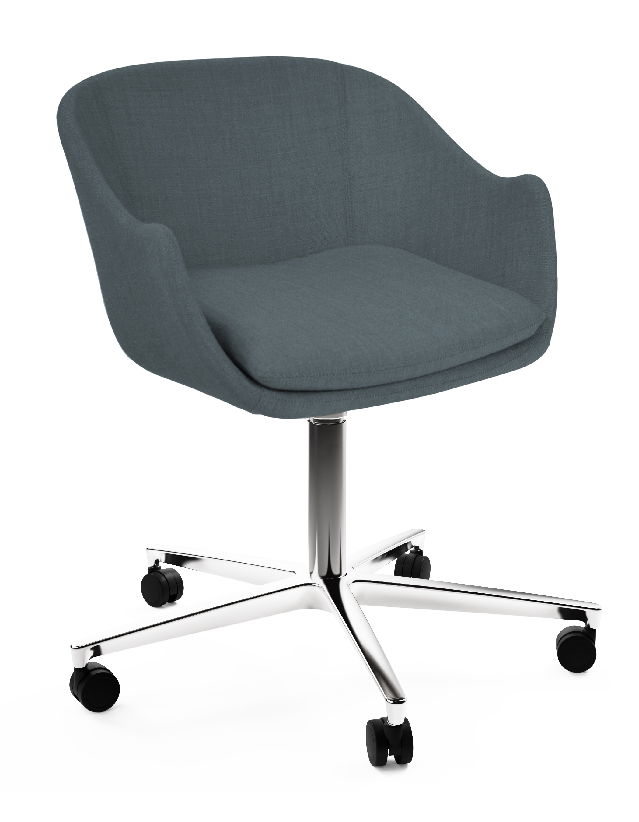 WS - Noir chair - 5 star castor polished base (Front angle)