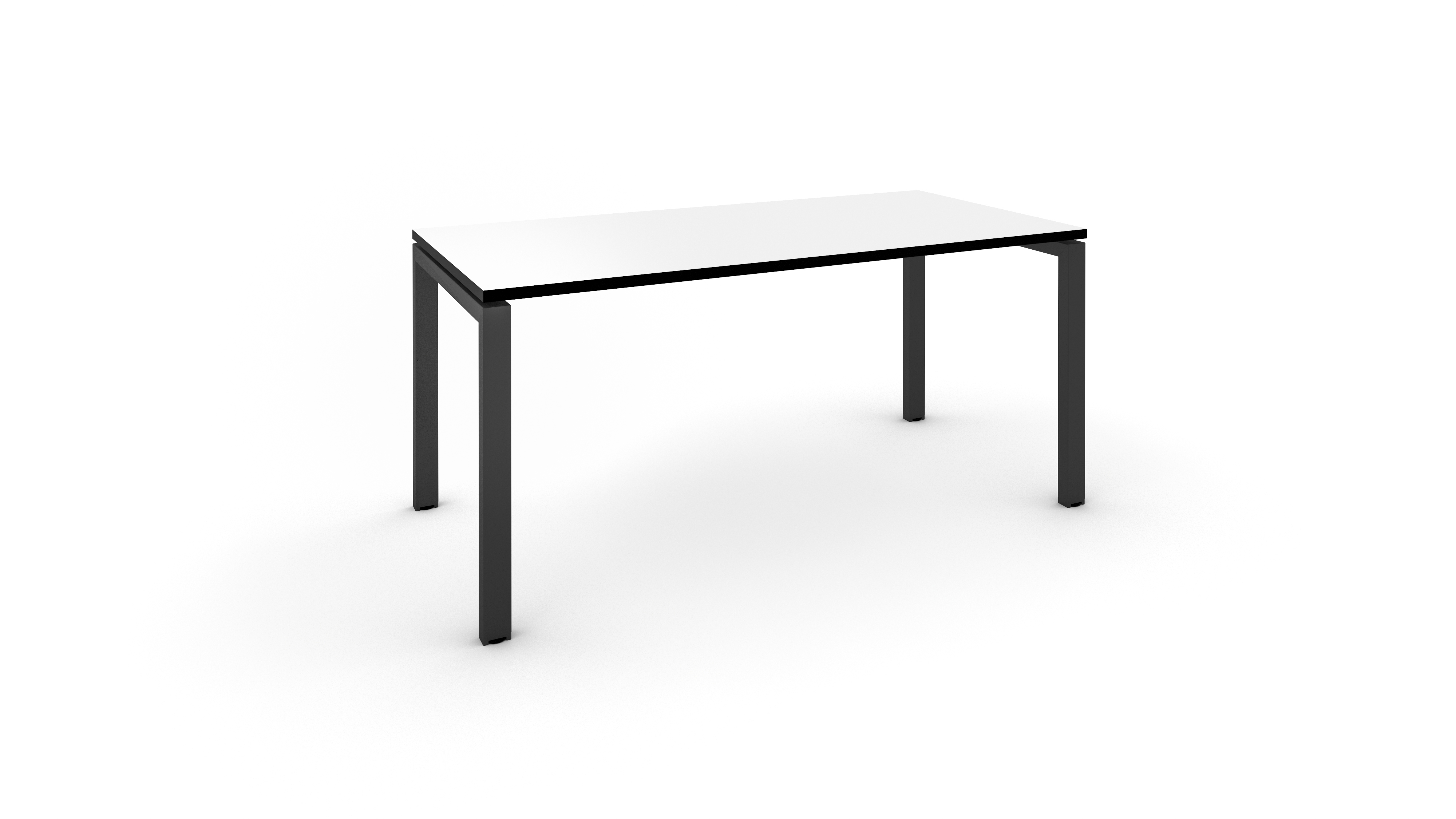 WS - Goalpost desk - 1pers - Black frame, White top with black edge