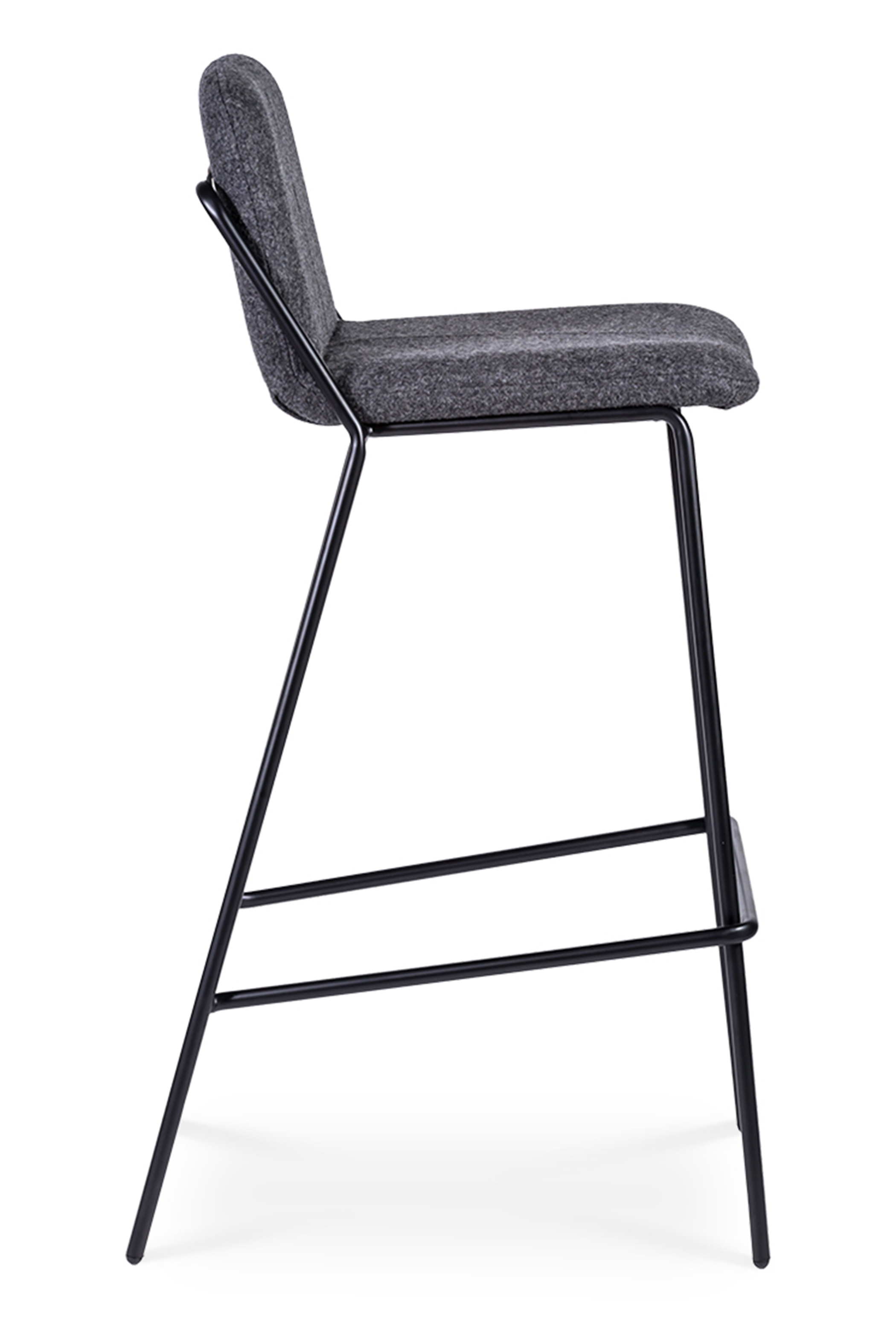 WS - Sling high stool - Upholstered dark grey (Side)