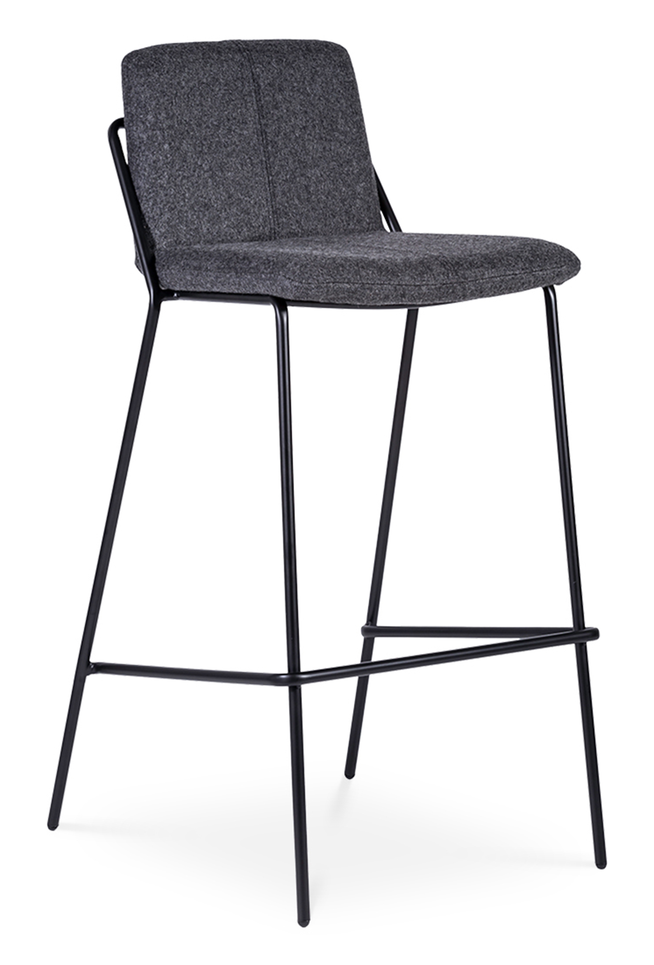 WS - Sling high stool - Upholstered dark grey (Front angle)