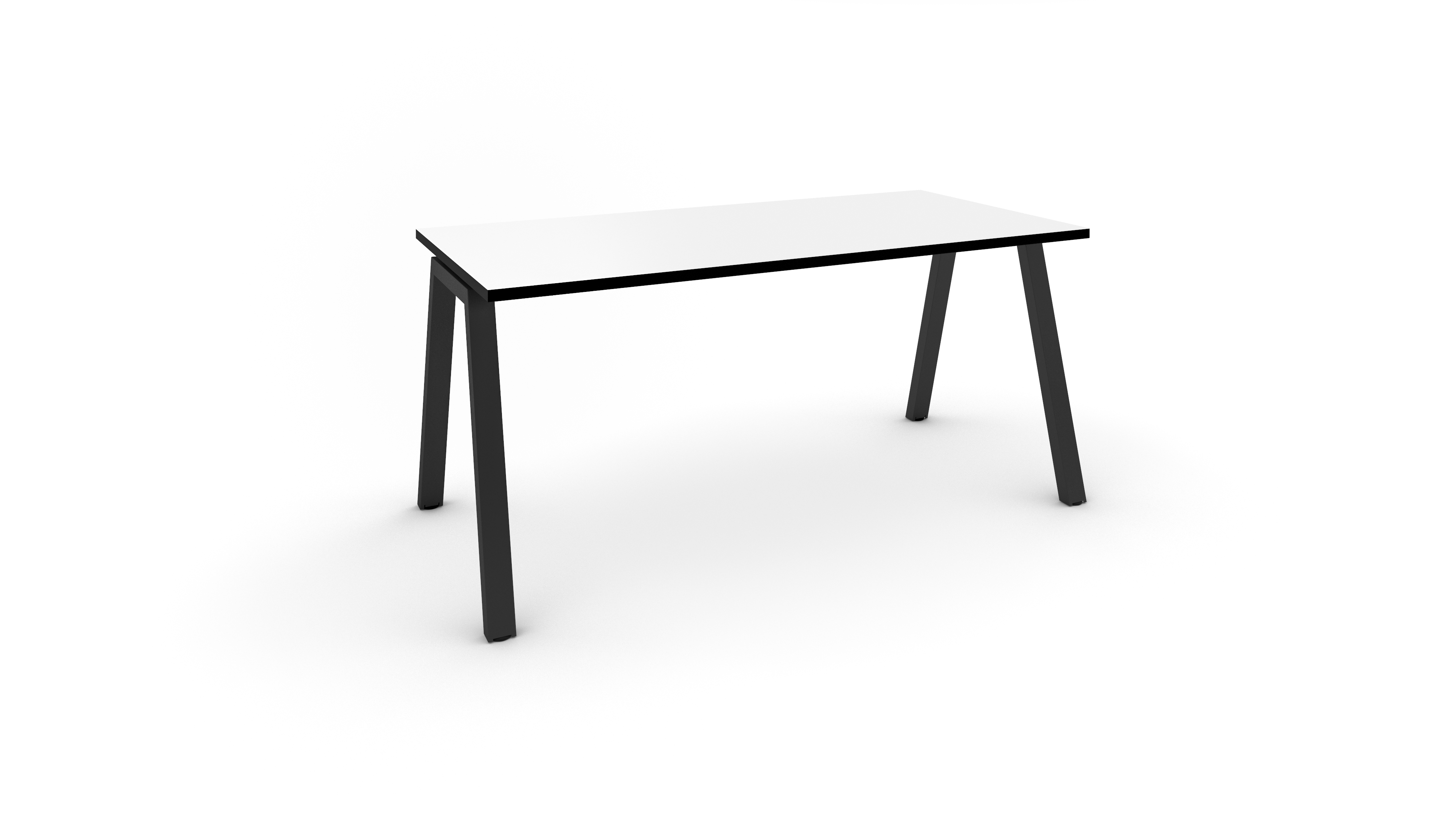 WS - A-frame desk - 1pers - Black frame, White top with black edge