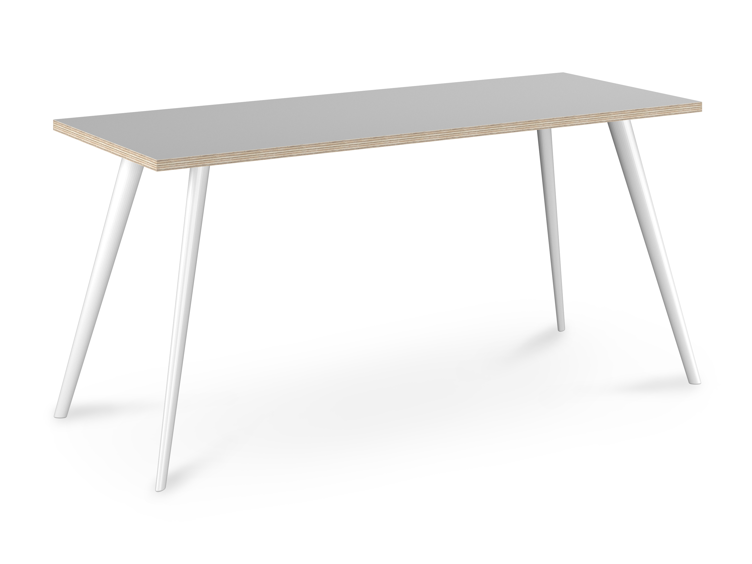WS - Air desk - White legs, Light Grey Acrylic Ply