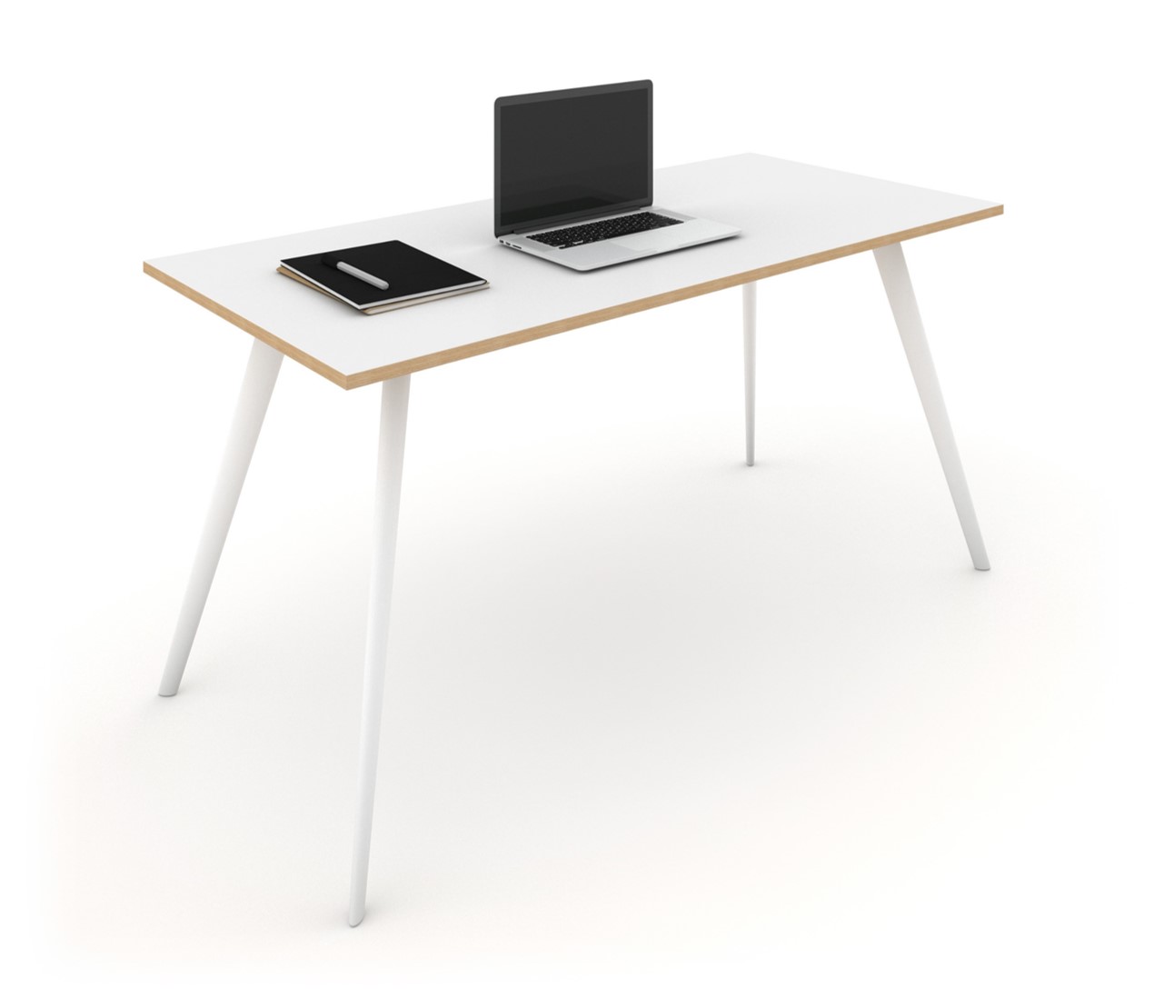 WS - Air desk - White legs, White ply edge