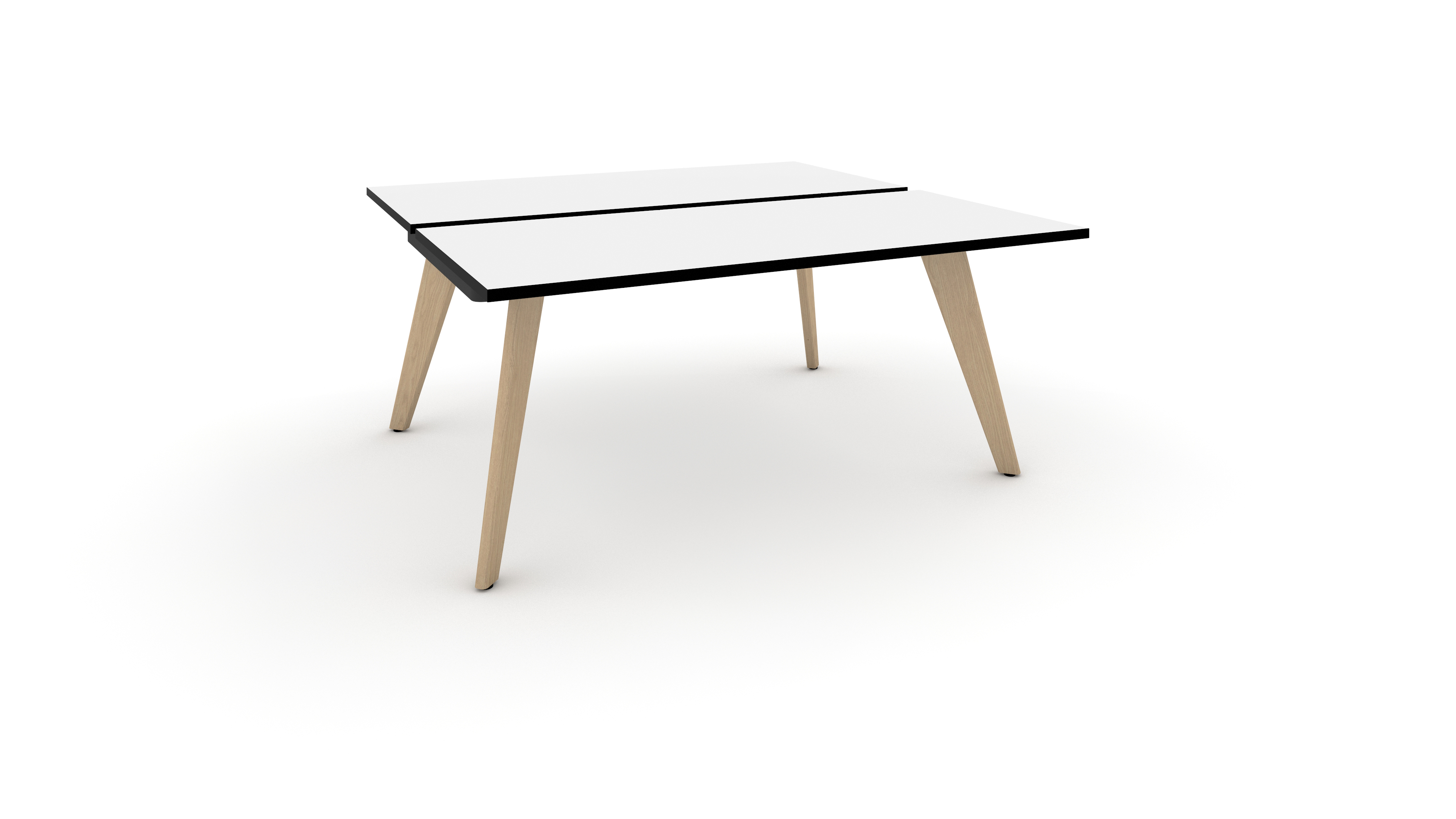 WS - Hub desk - 2pers - White top with black edge