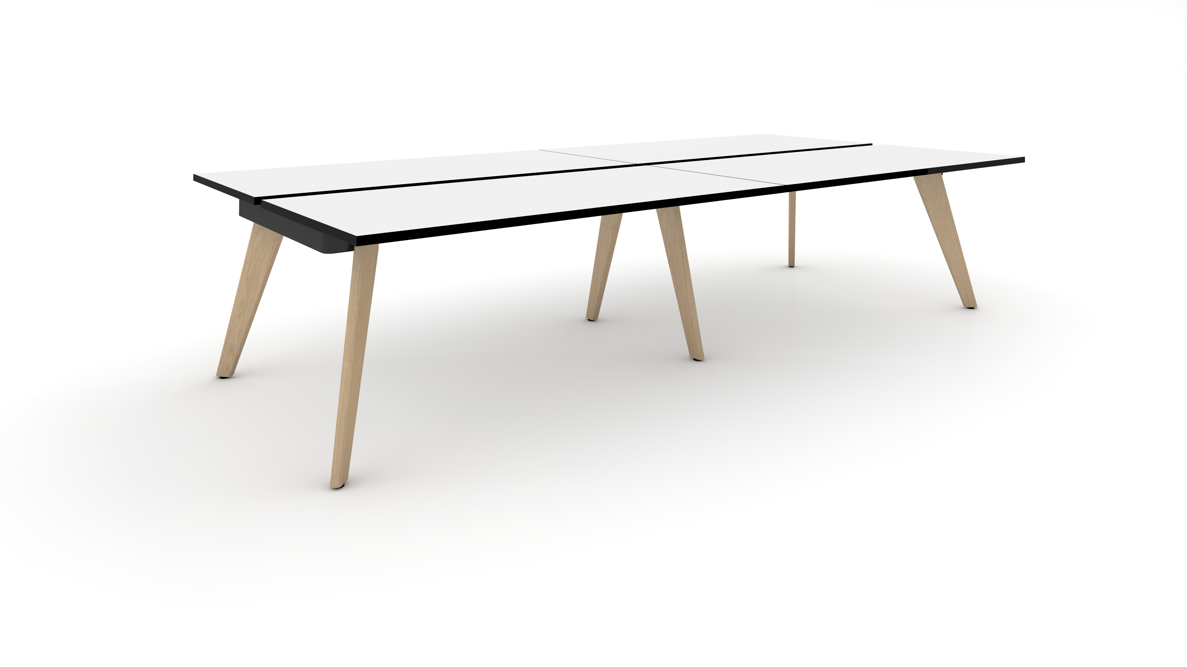 WS - Hub desk - 4pers - White top with black edge