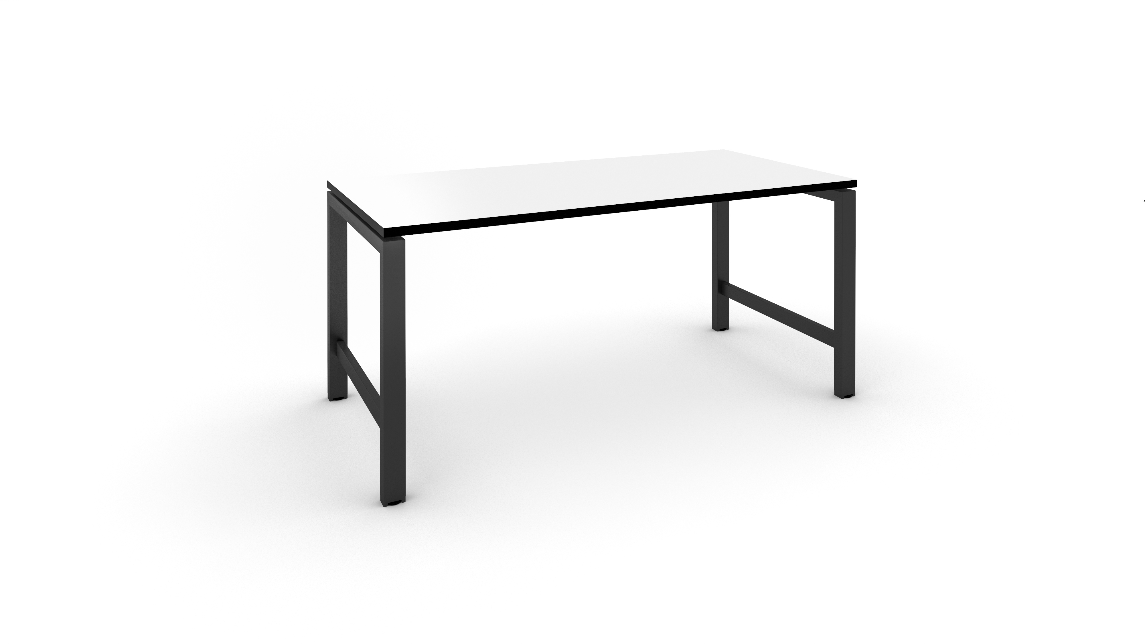 WS - Studio desk - 1pers - Black frame, White top with black edge