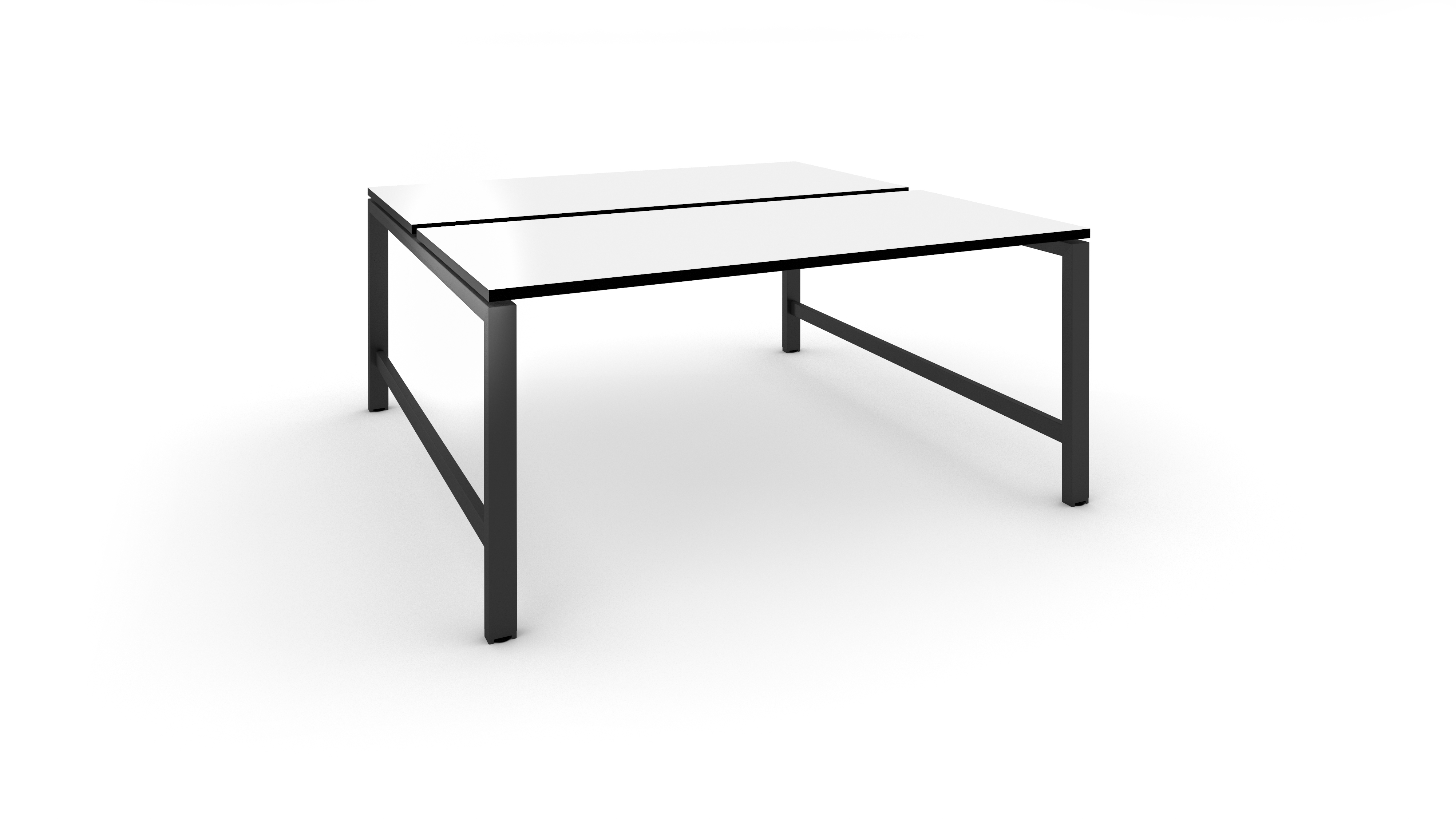 WS - Studio desk - 2pers - Black frame, White top with black edge