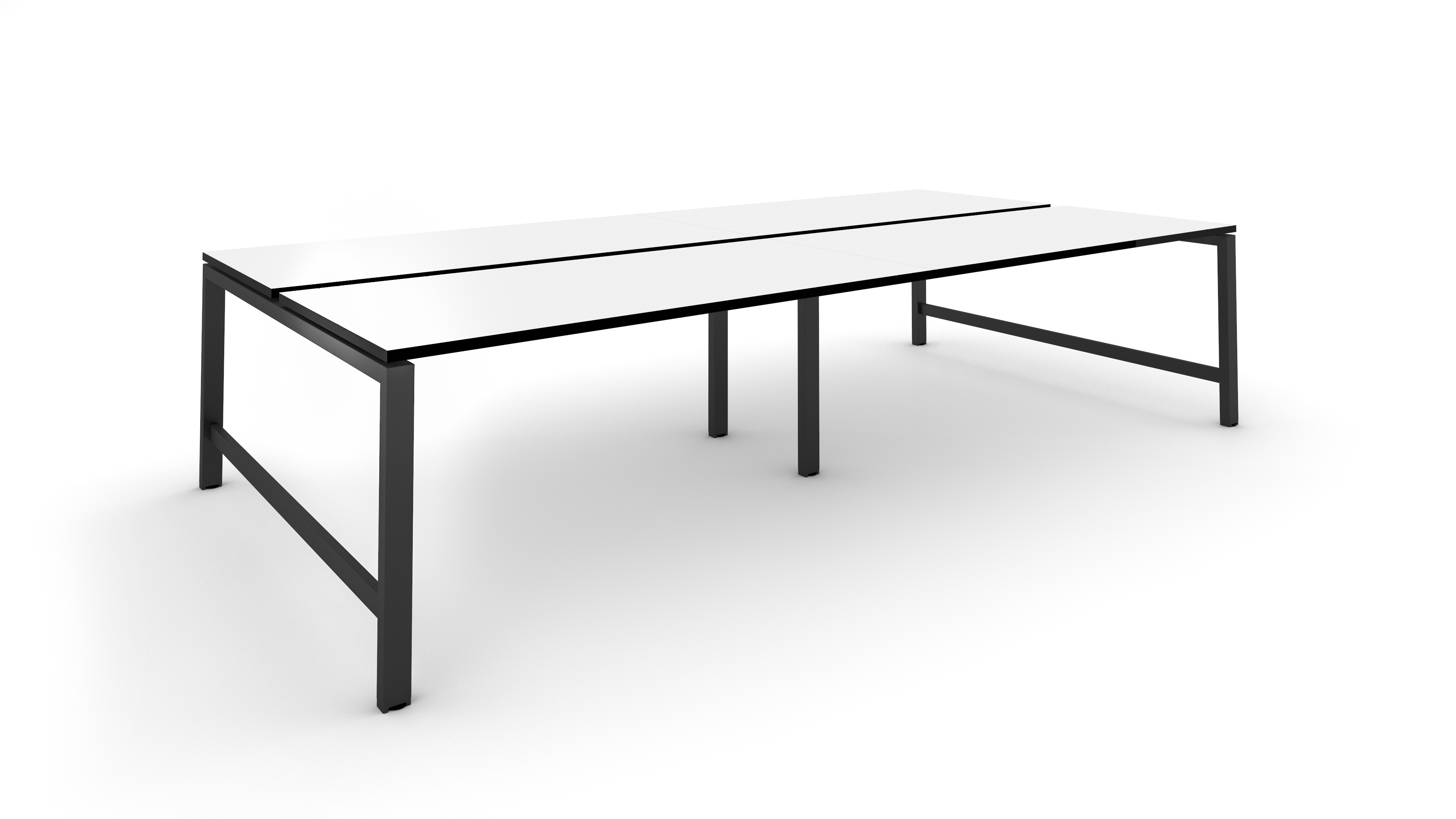 WS - Studio desk - 4pers - Black frame, White top with black edge