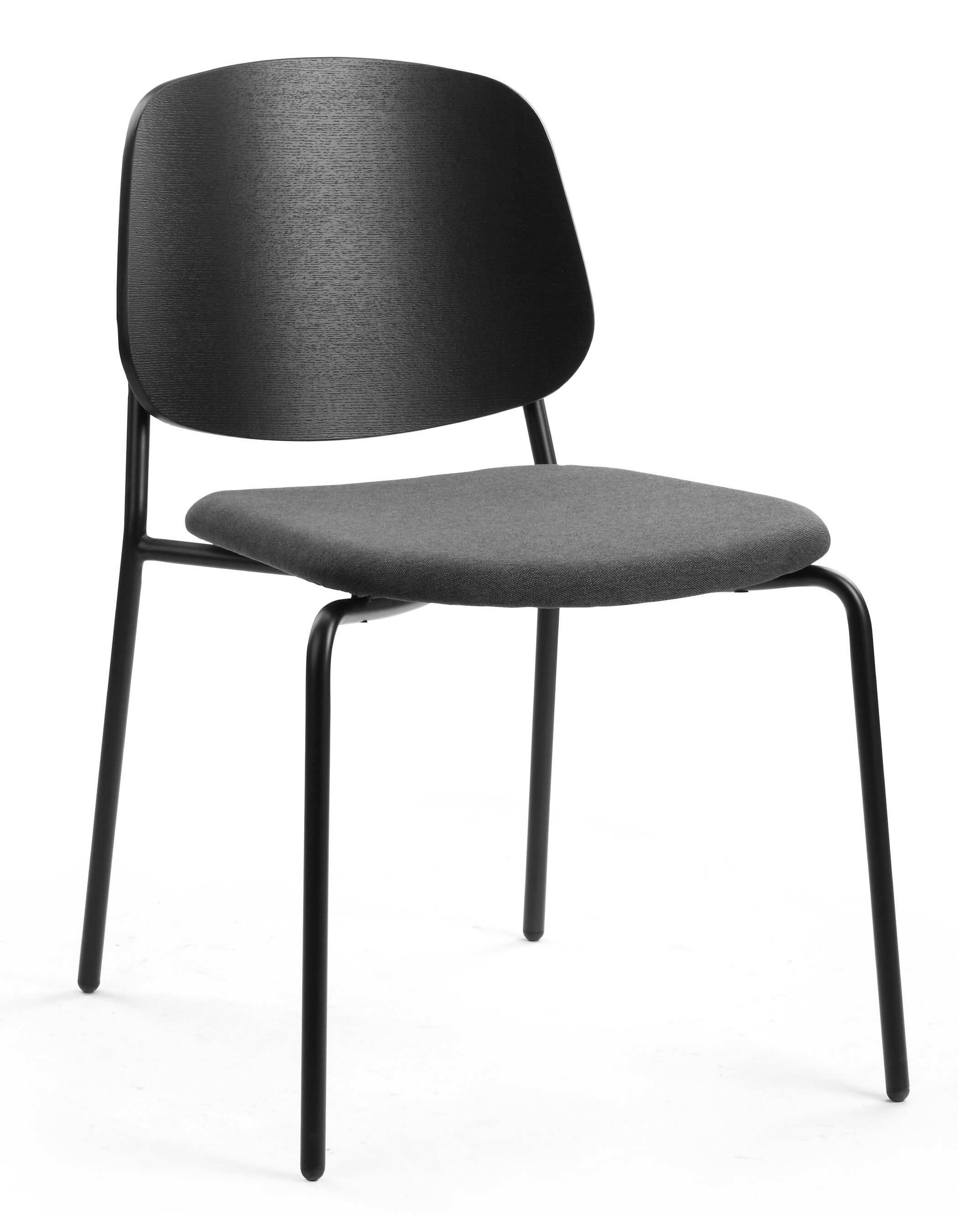 WS - Platform chair - Black ash & Seat UPH Dark grey (Front angle)