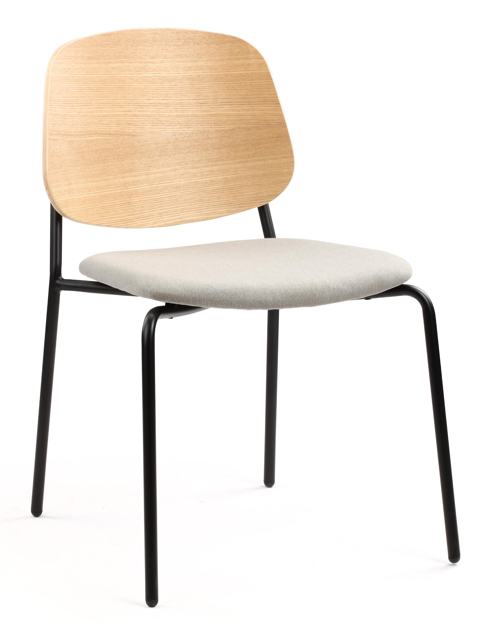 WS - Platform chair - Natural ash & Seat UPH Grey (Front angle)