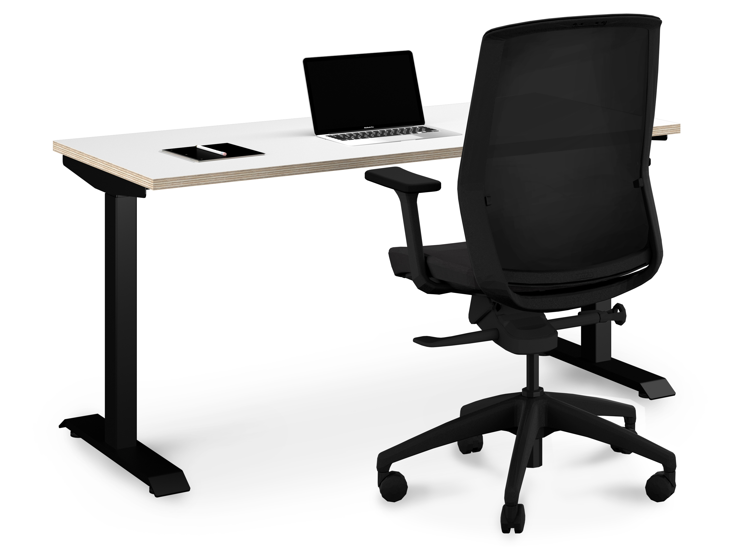WS - Sit Stand Solo - Black Frame, White ply edging (Dressed J1)