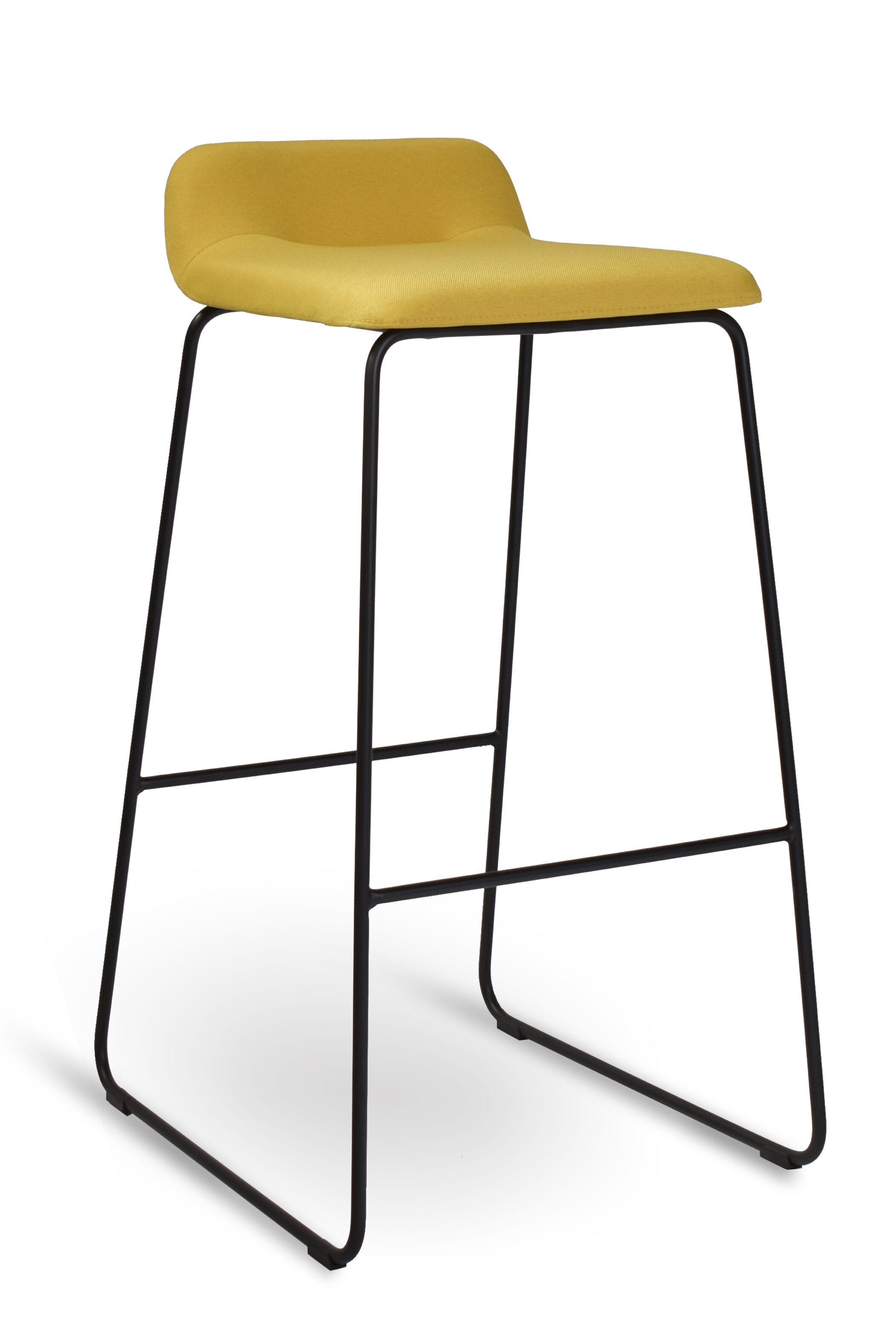 WS - Lolli High Stool - Yellow Upholstered (Front angle)