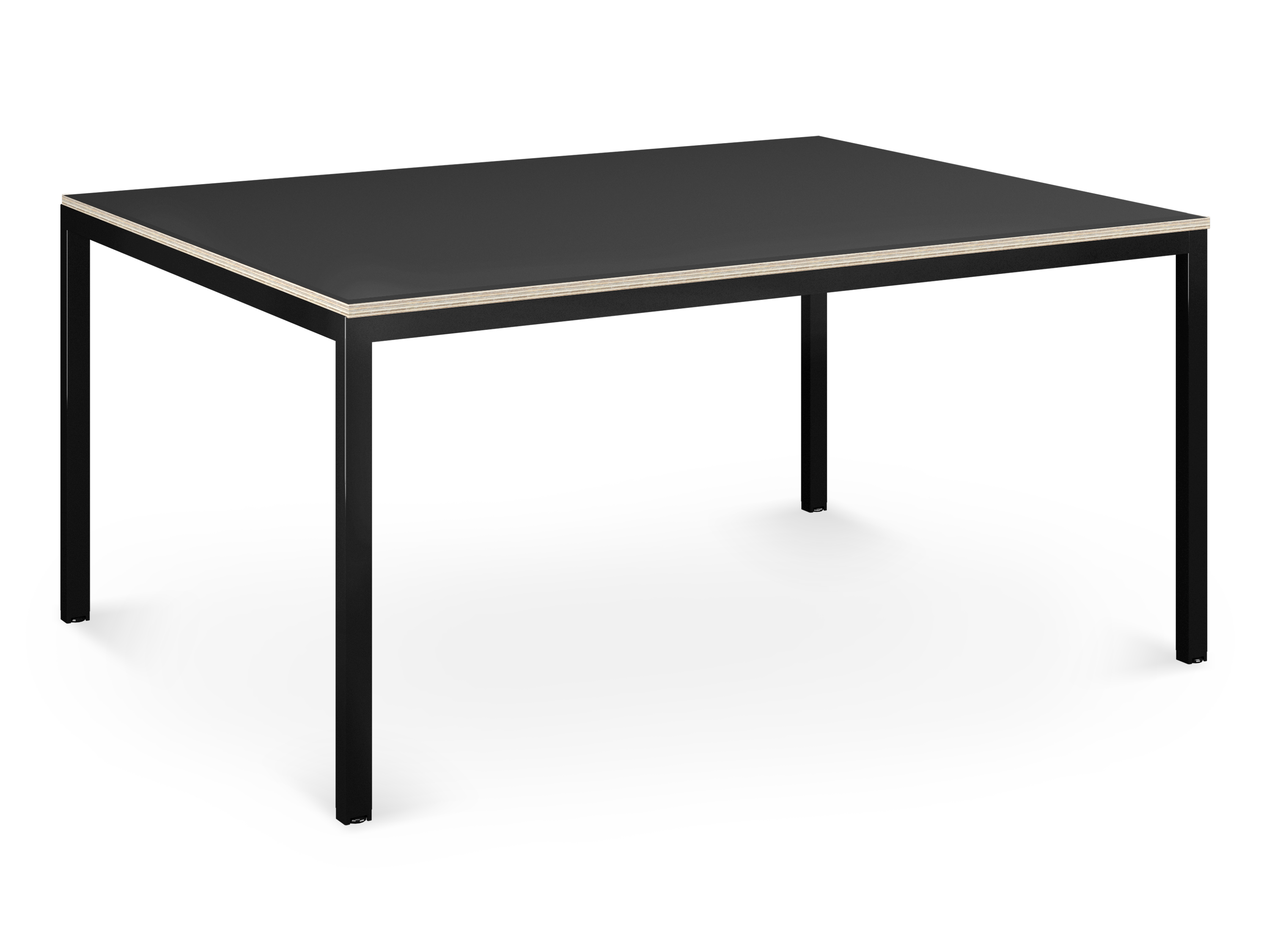 WS -Co.Stories desk - 1380 x 1380 - Black Frame, Black top with ply edge