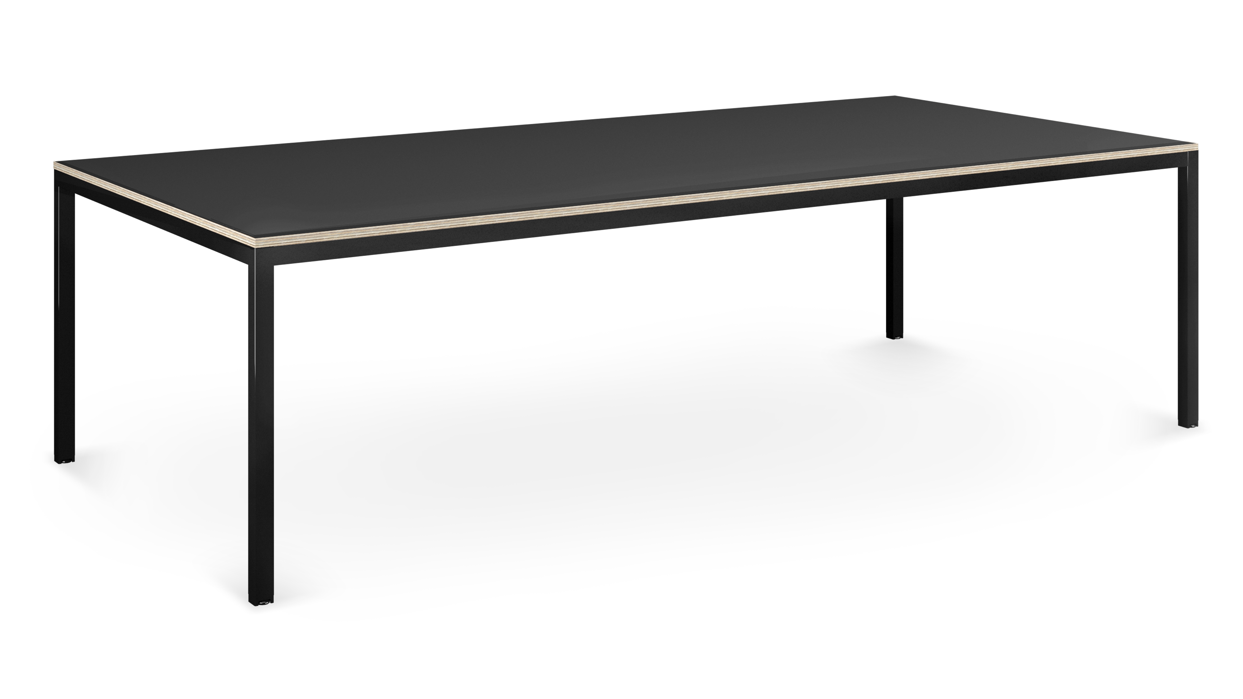 WS -Co.Stories desk - 2380 x 1380 - Black Frame, Black top with ply edge