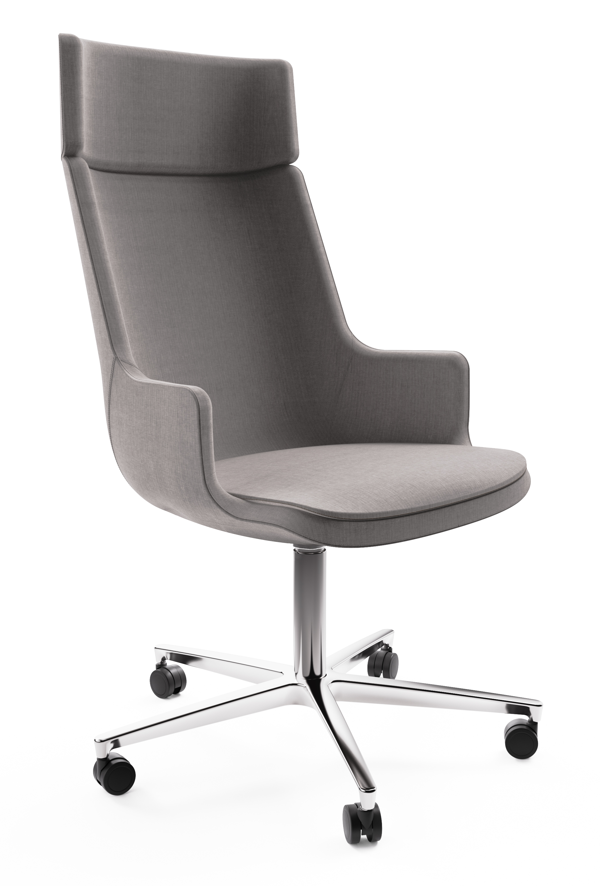 WS - Contour chair - High, 5 star castor polished base (Front angle)