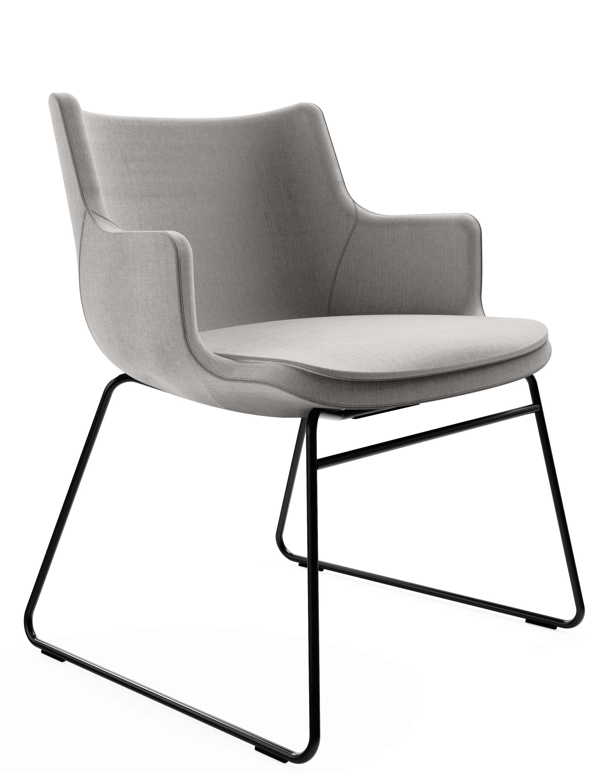 WS - Contour chair - Low, Sled black base (Front angle)