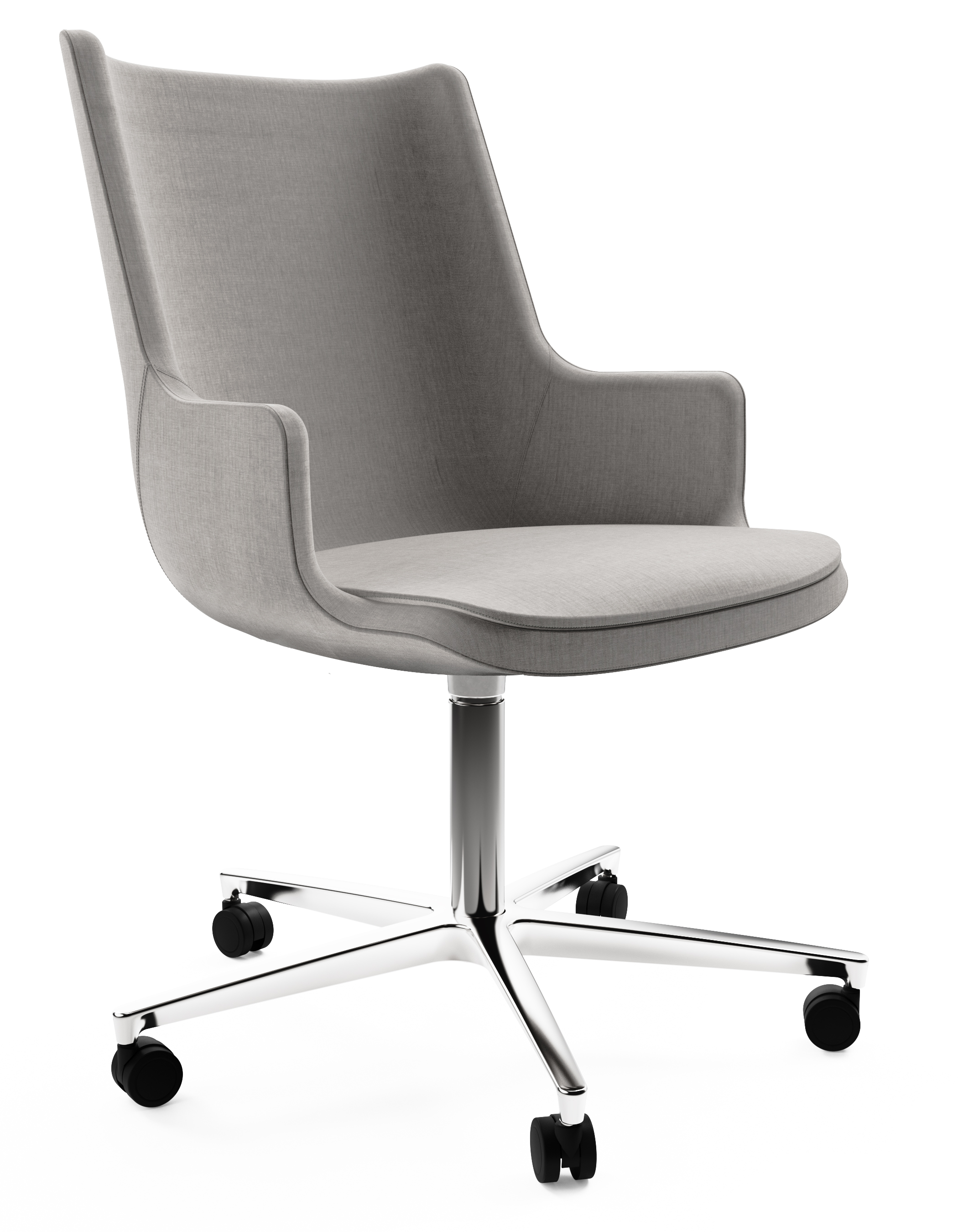 WS - Contour chair - Mid, 5 star castor polished base (Front angle)