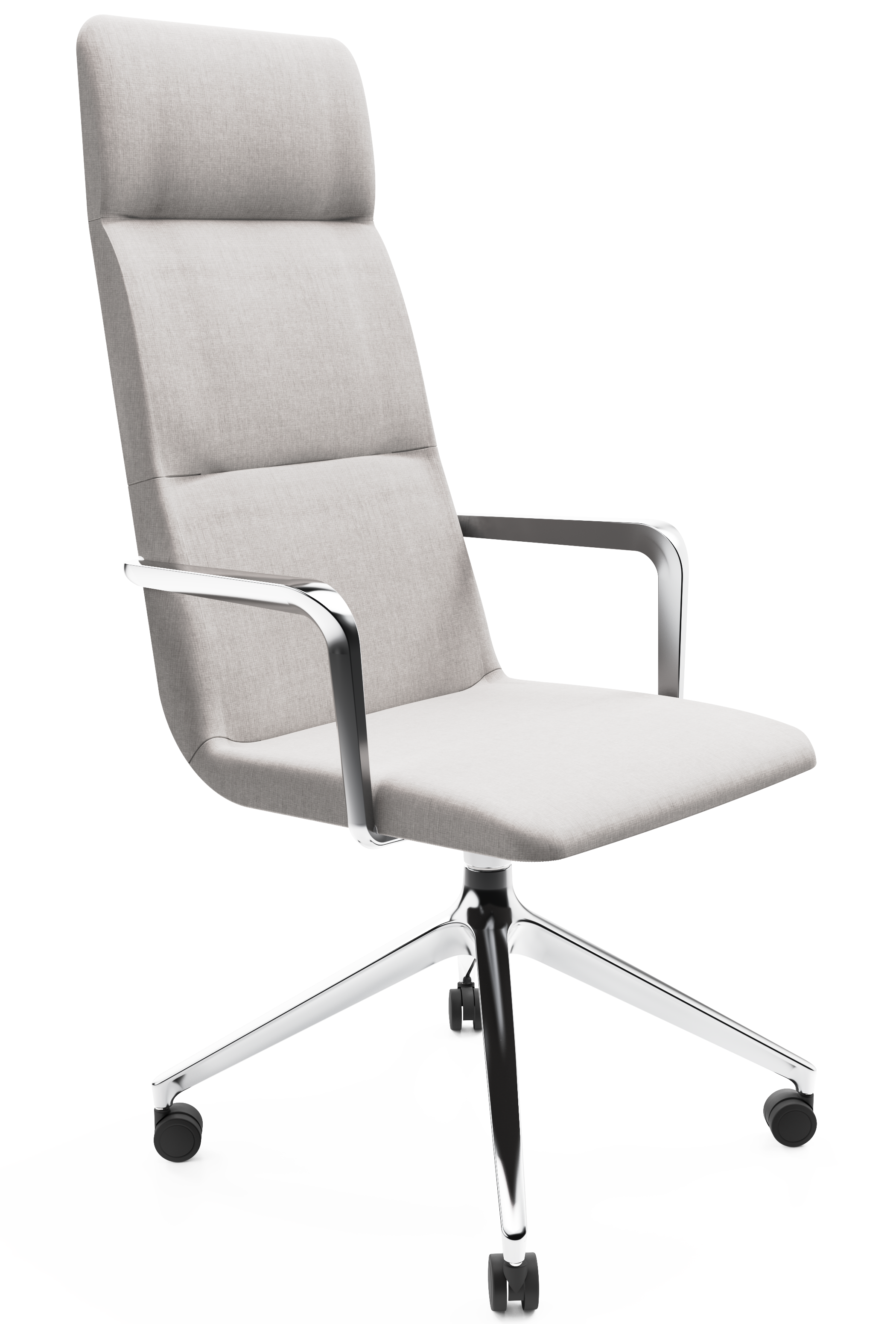 WS - Accord High 4 star base with castors chair - chrome - remix 126 - front angle