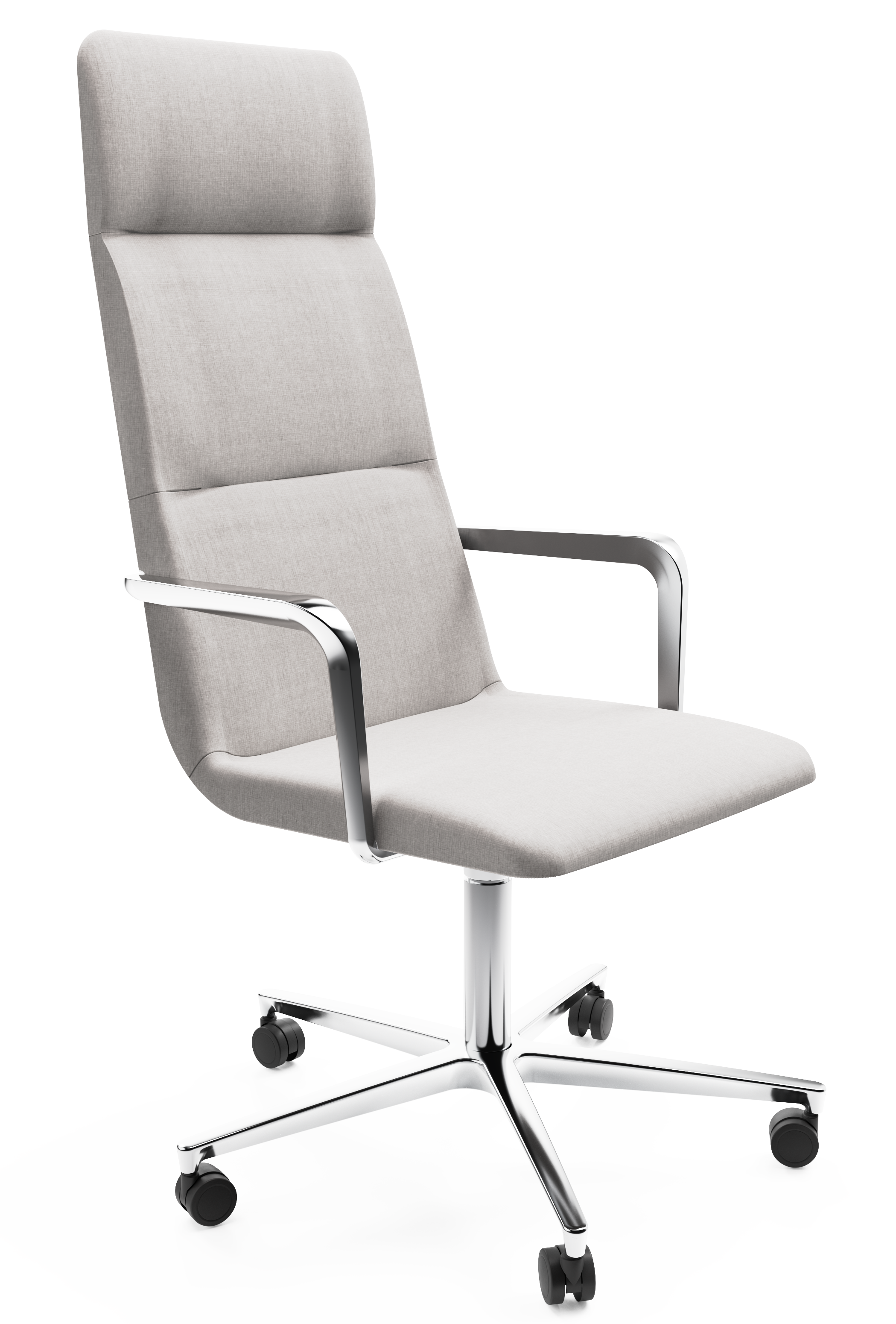 WS - Accord arms high 5 star base with castors chair - chrome - remix 126 - front angle