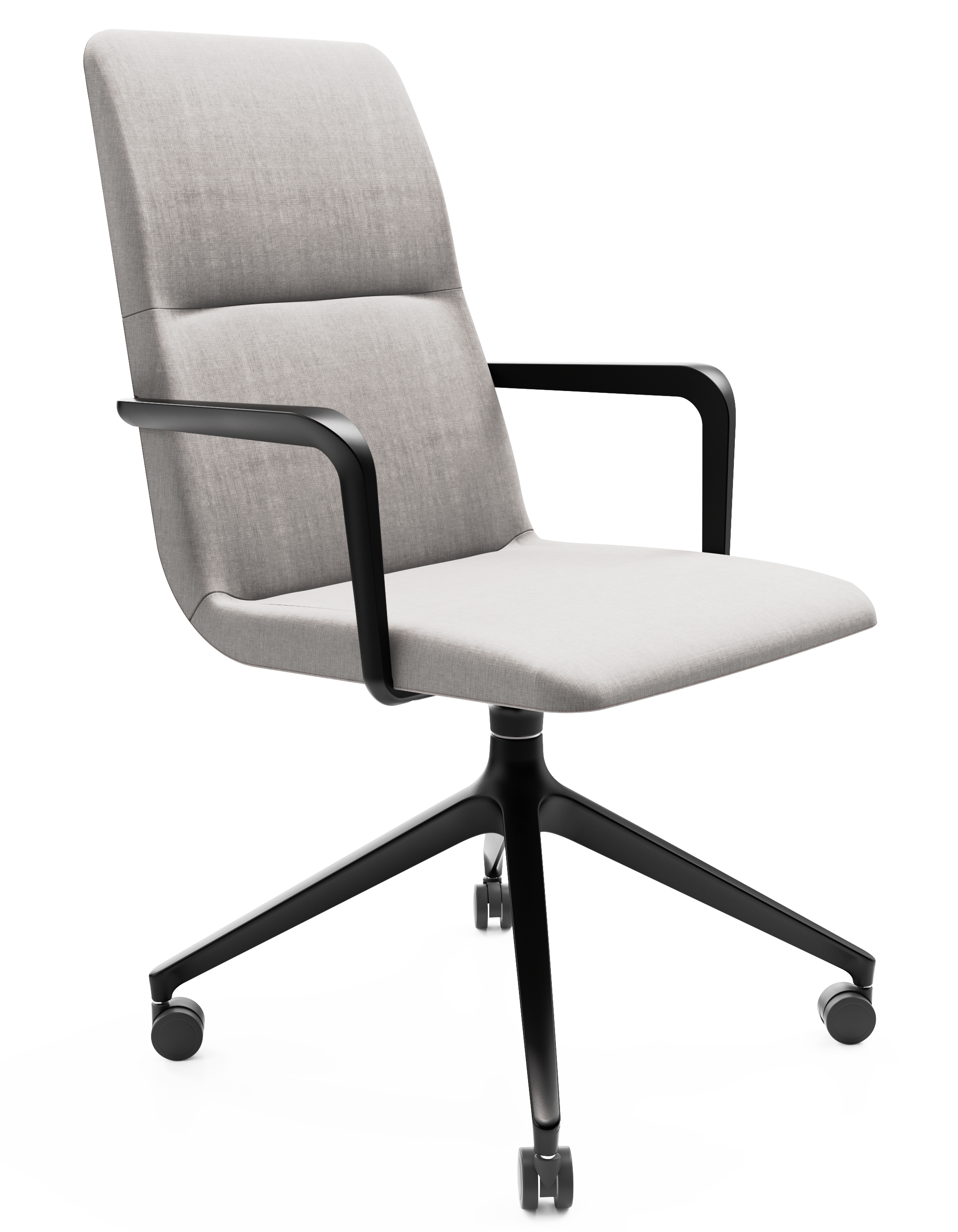 WS - Accord with arms 4 star pyramid base chair with castors - black - remix 126 - front angle