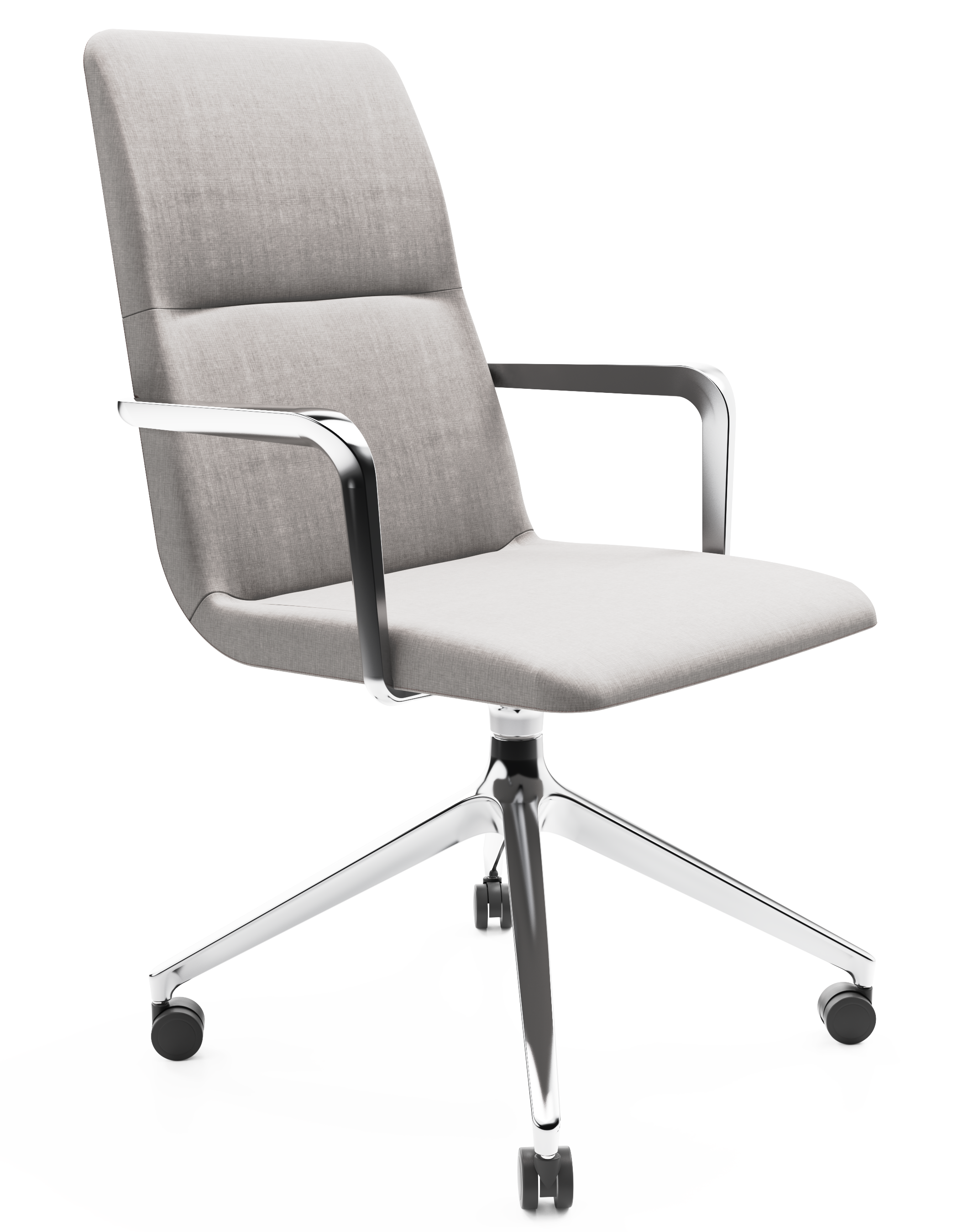 WS - Accord with arms 4 star pyramid base chair with castors - chrome - remix 126 - front angle