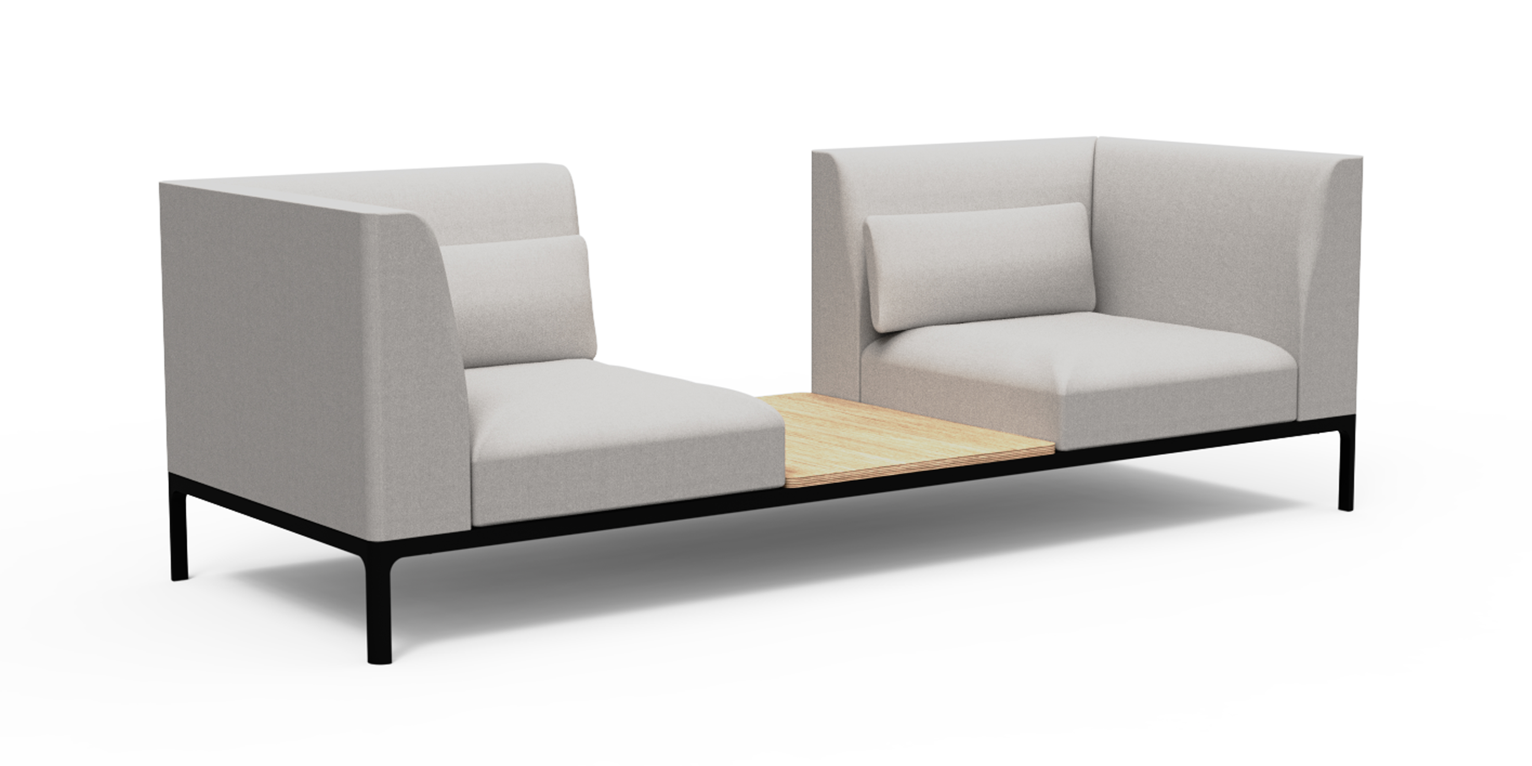WS - Profile Sofa - 3 seater with center table (Light grey)