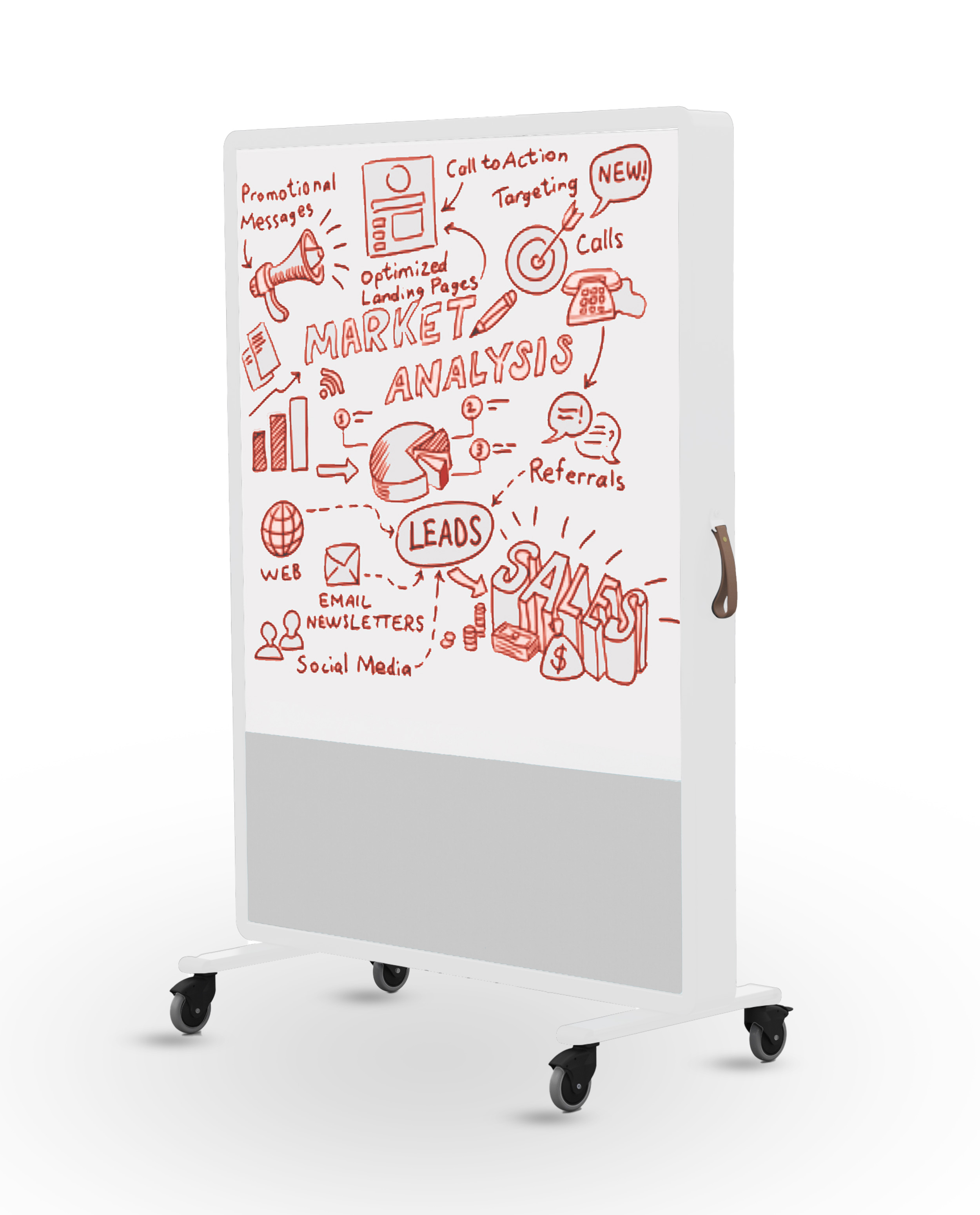 Motion Divider - 1600mm wide - Whiteboard, fabric at bottom