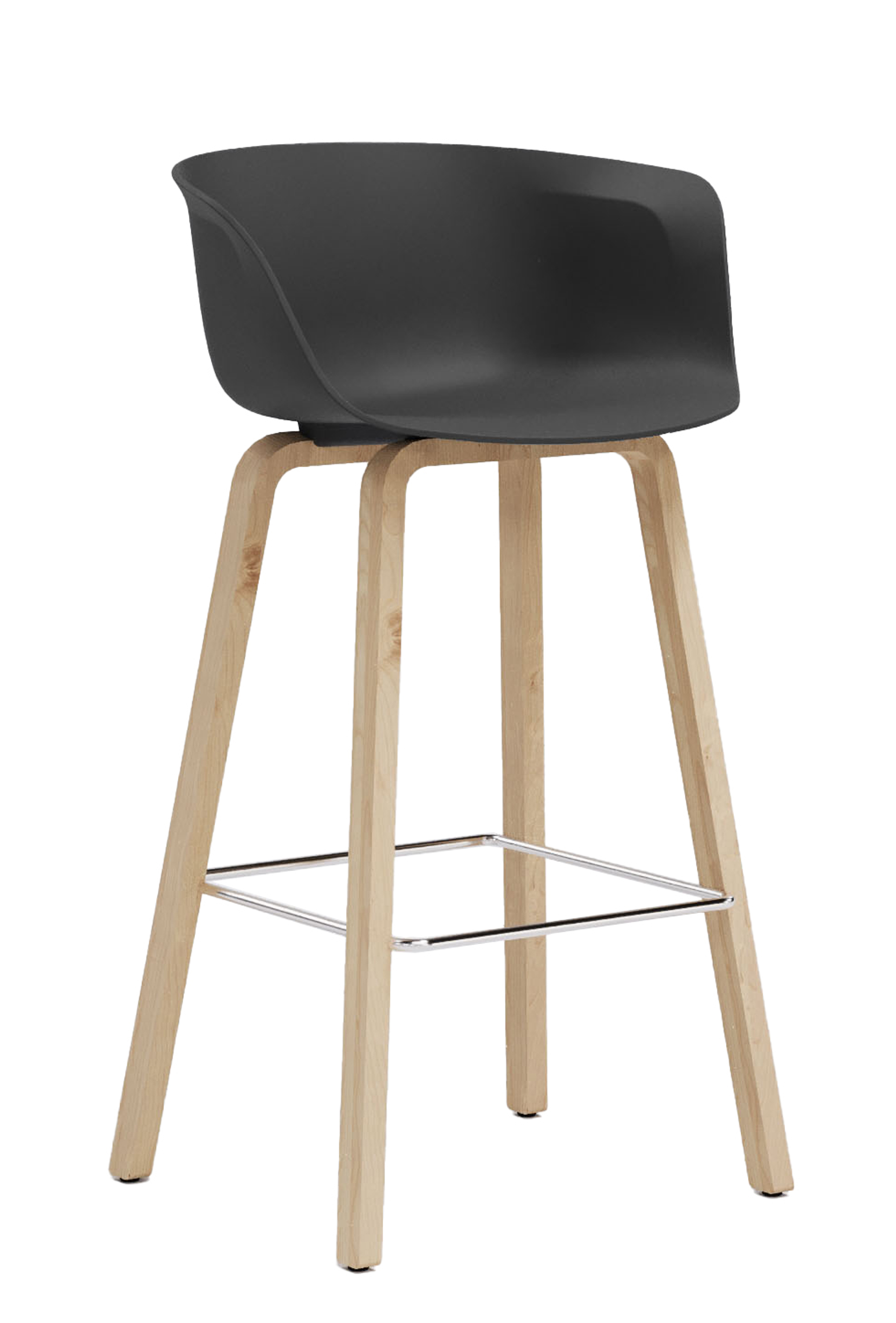 WS - Moto High Stool - Beech Base - Black - Front Angle