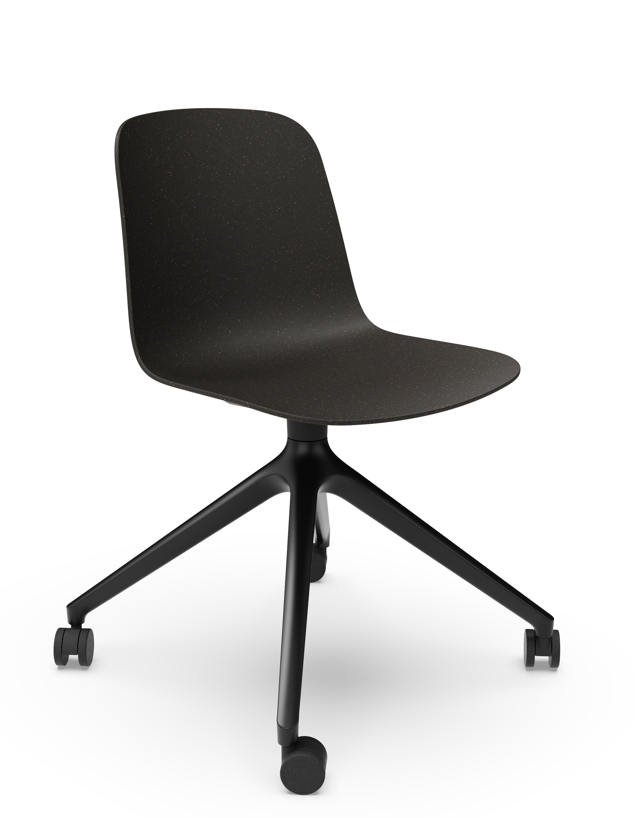 WS - Moto Side Chair - 4 Star Base with Castors - Black - Front Angle