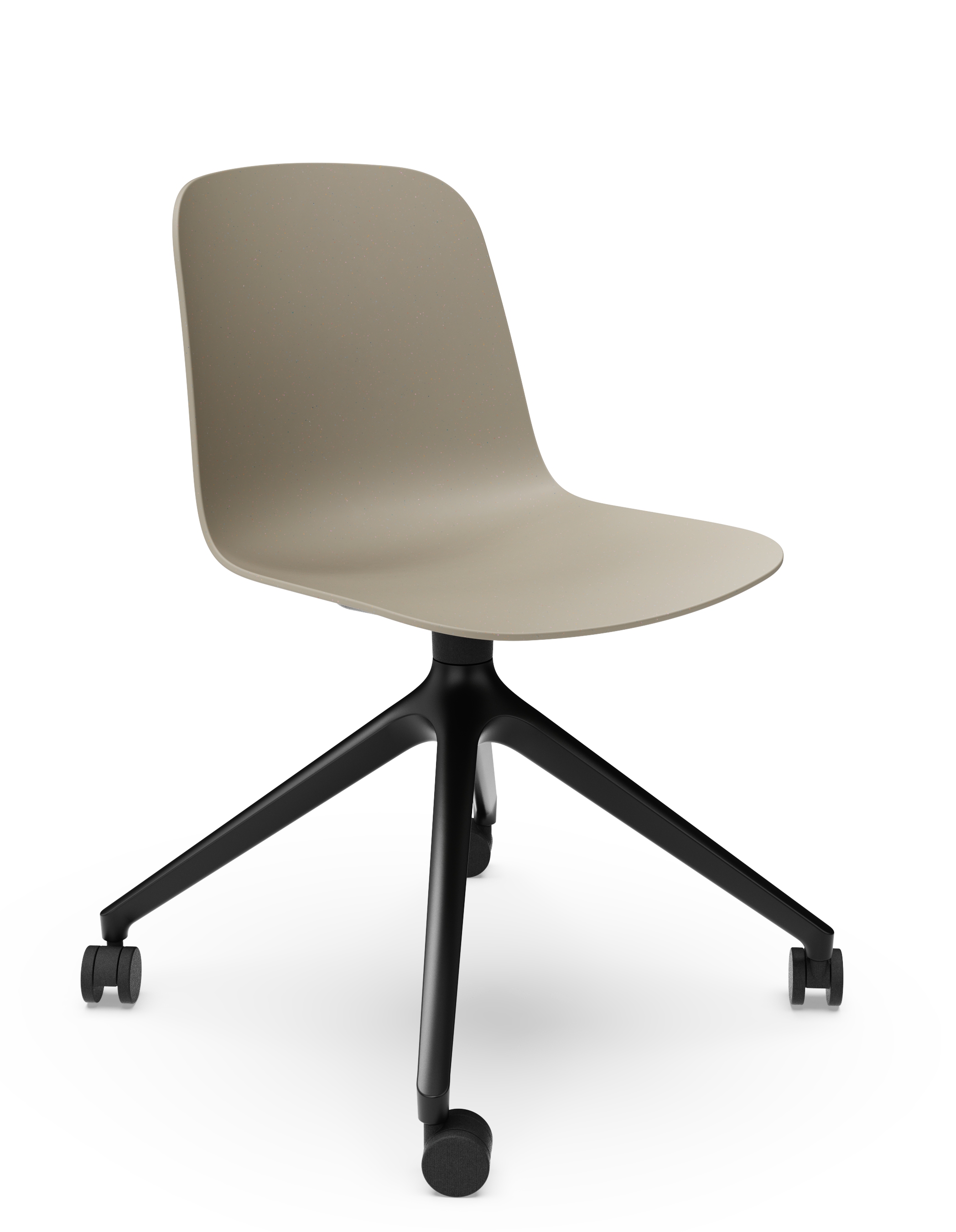 WS - Moto Side Chair- 4 Star Base with Castors - Warm Grey - Front Angle