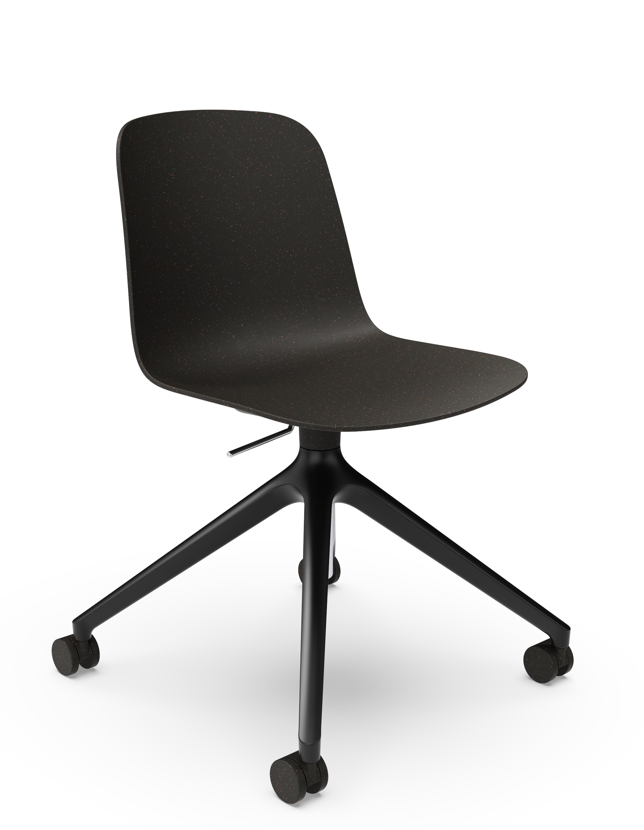 WS - Moto Side Chair - 4 Star Base with Castors and Gaslift - Black - Front Angle