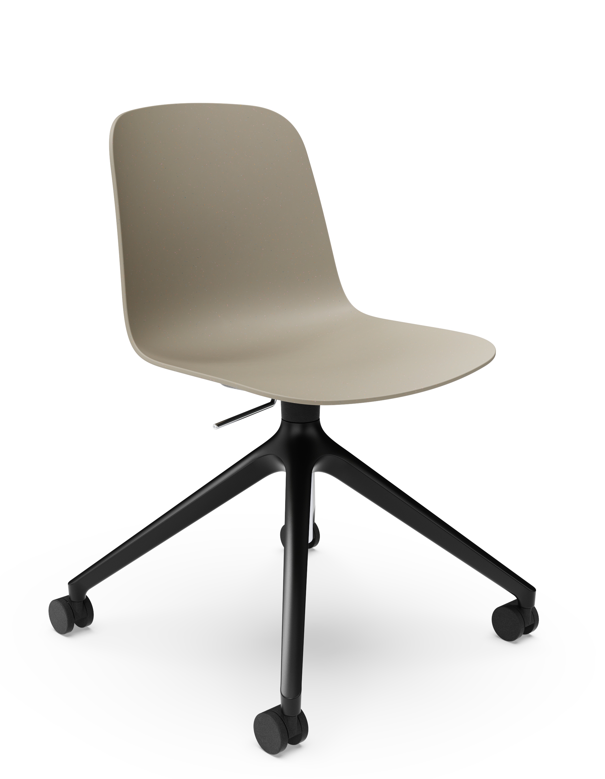WS - Moto Side Chair - 4 Star Base with Castors and Gaslift - Warm Grey - Front Angle