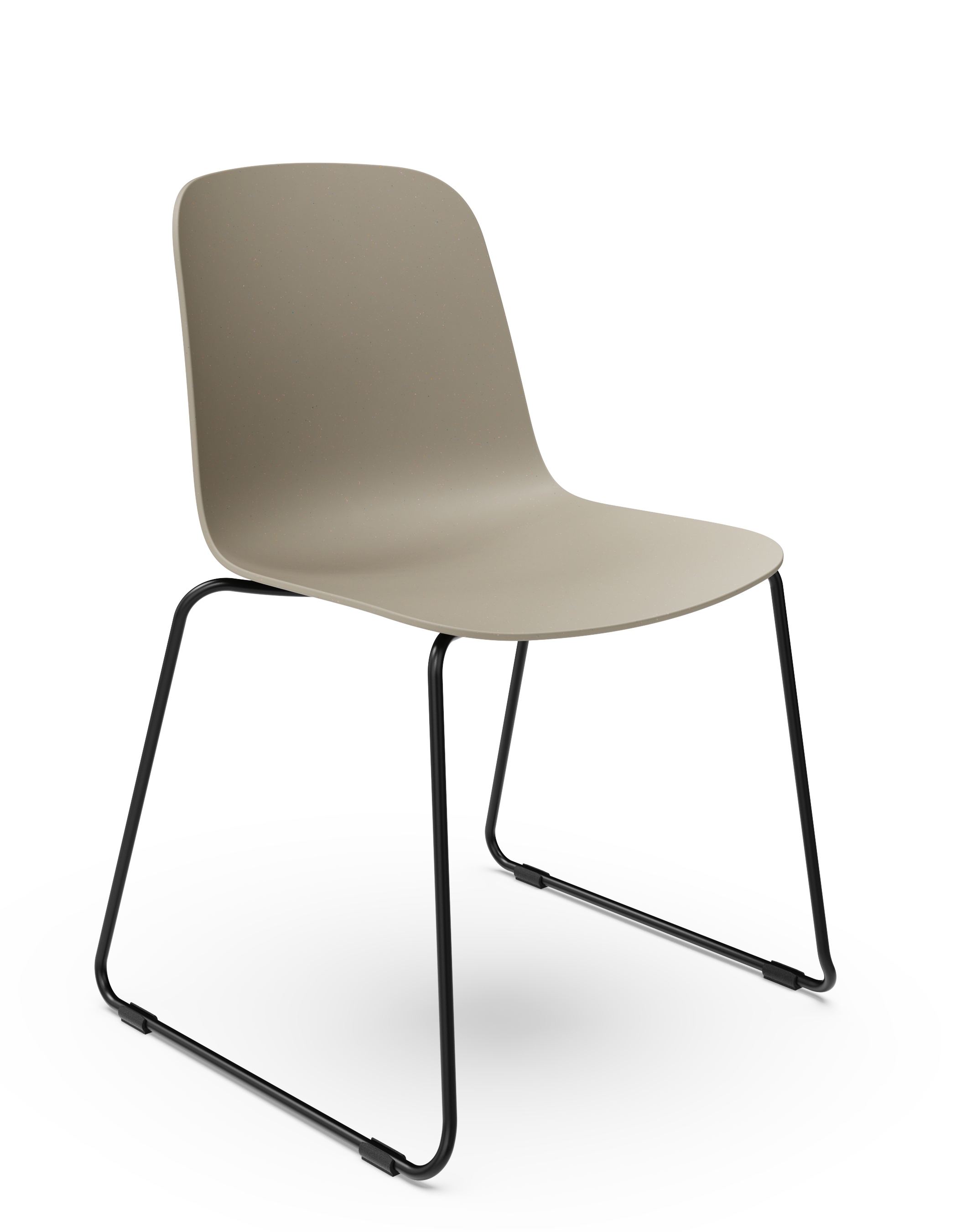 WS - Moto Side Chair - Skid Base - Warm Grey - Front Angle