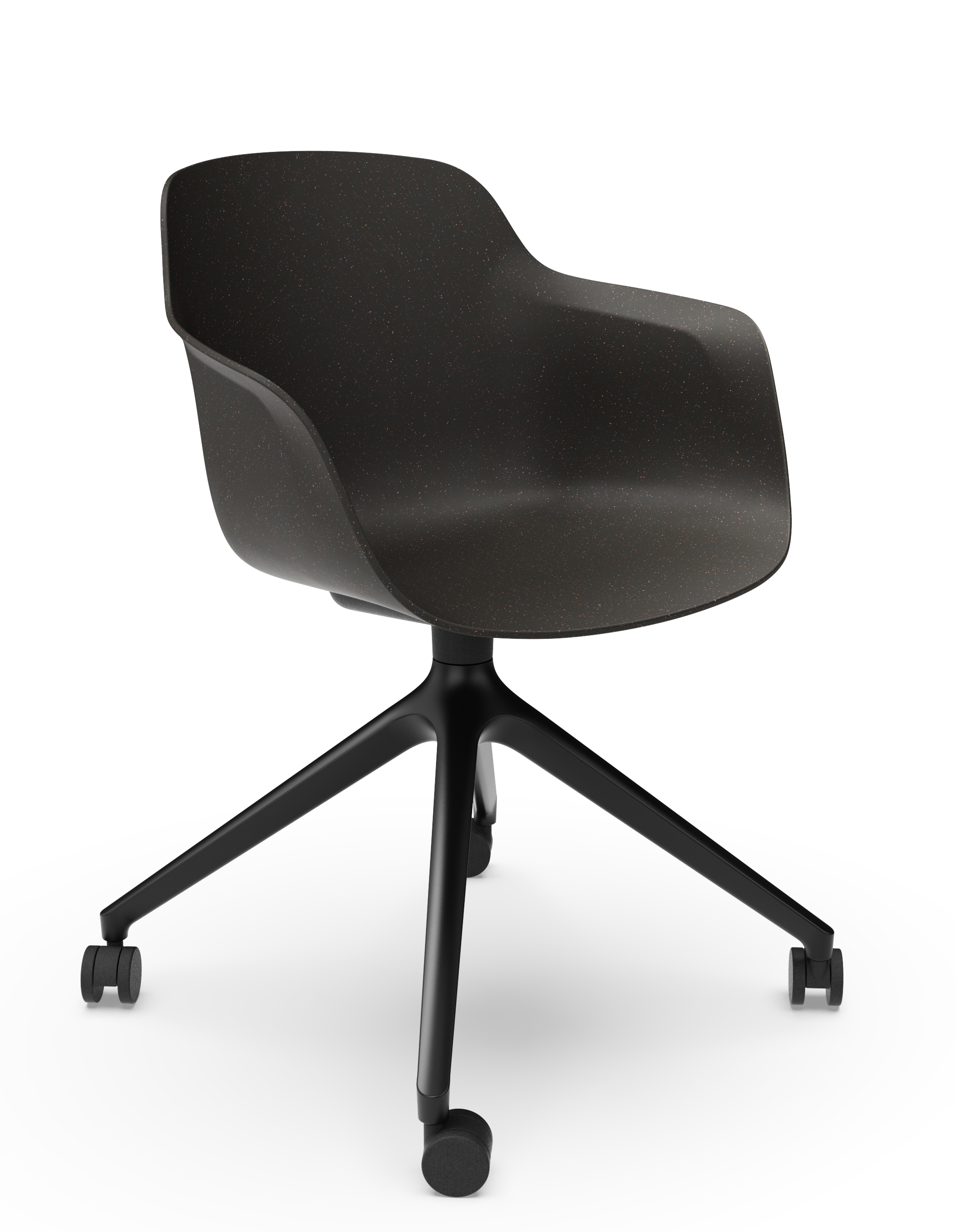 WS - Moto Tub Chair - 4 Star Base with Castors - Black - Front Angle
