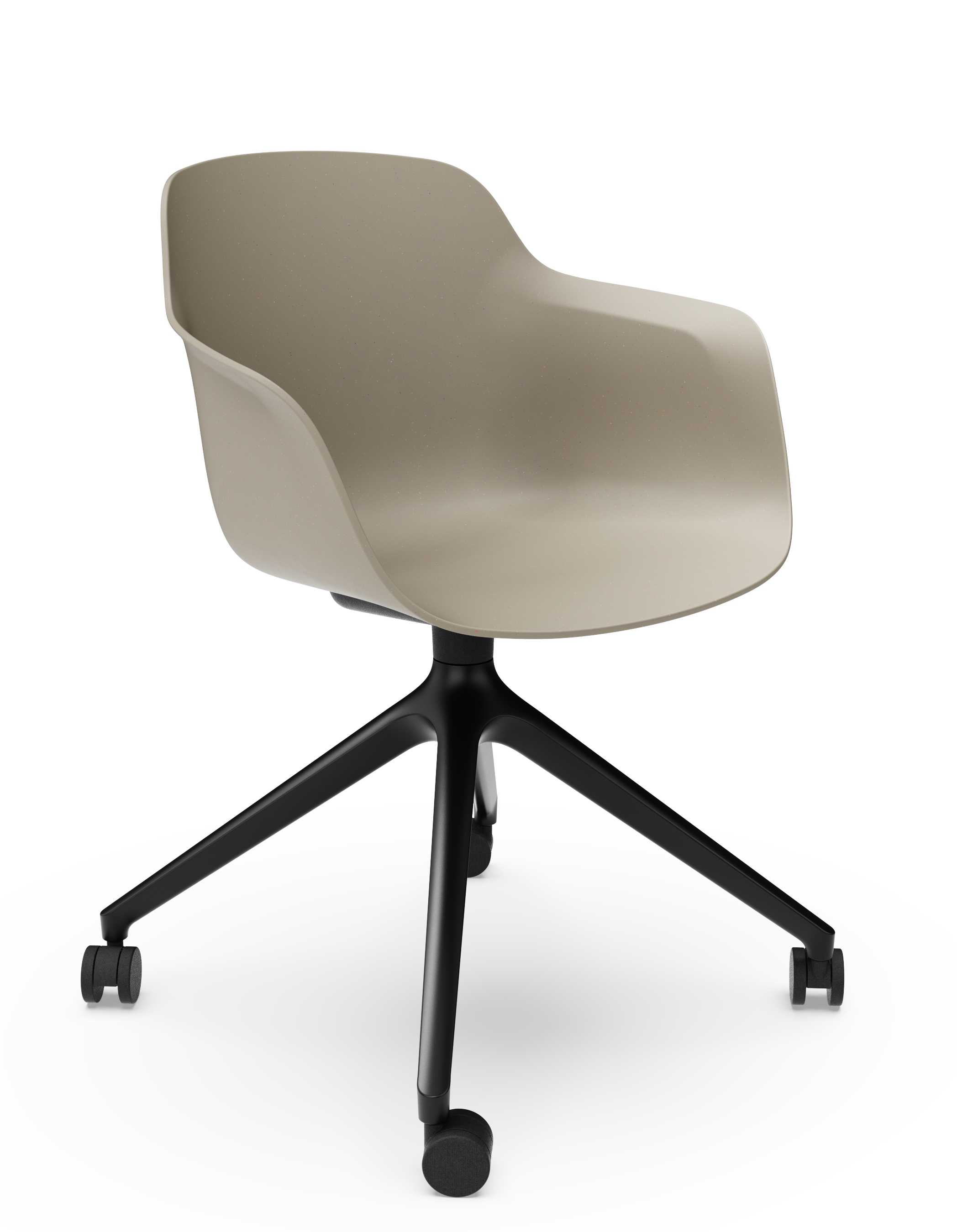 WS - Moto Tub Chair- 4 Star Base with Castors - Warm Grey - Front Angle