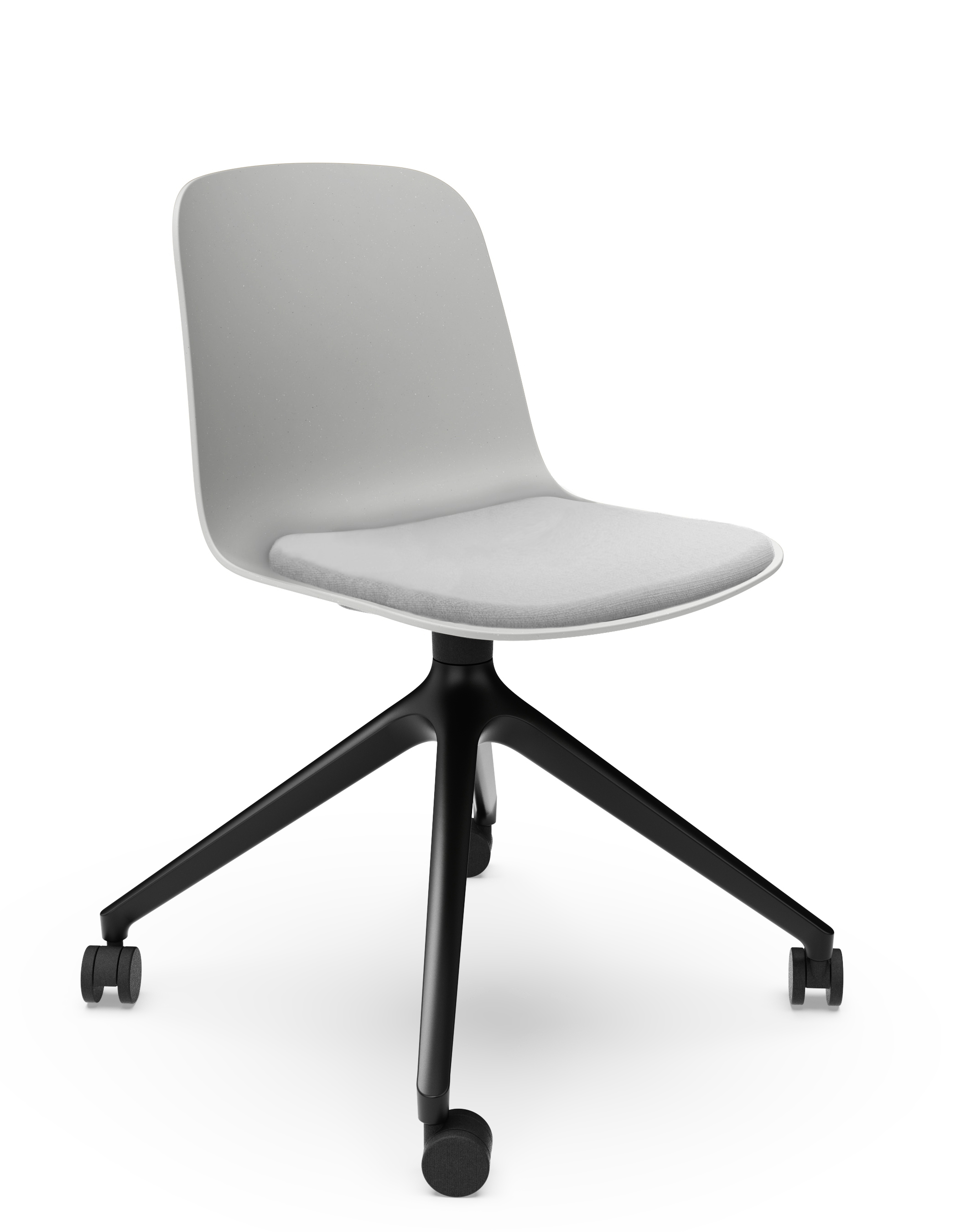 WS - Moto Seat Pad Side Chair - Black 4-star castor base - Chalk