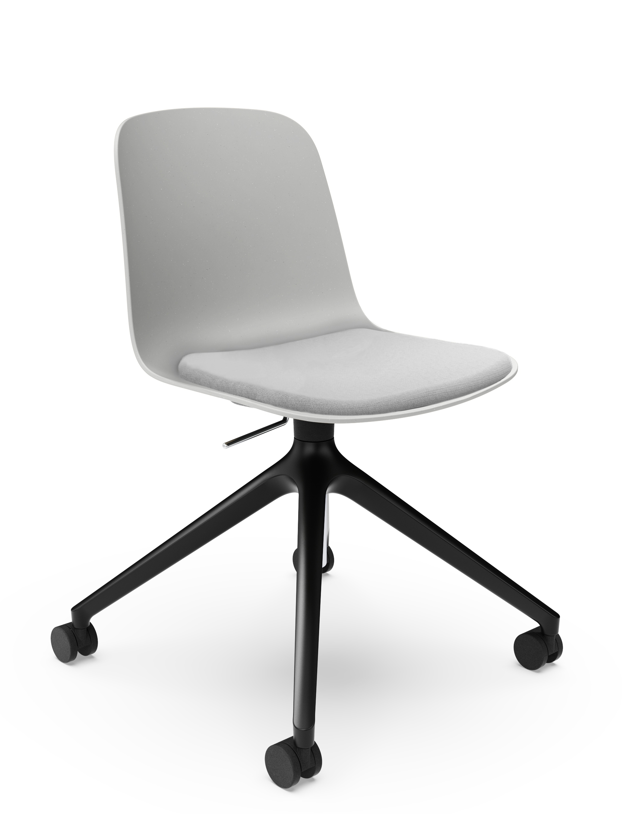WS - Moto Seat Pad Side Chair - Black 4-star castor base, with gas lift - Chalk