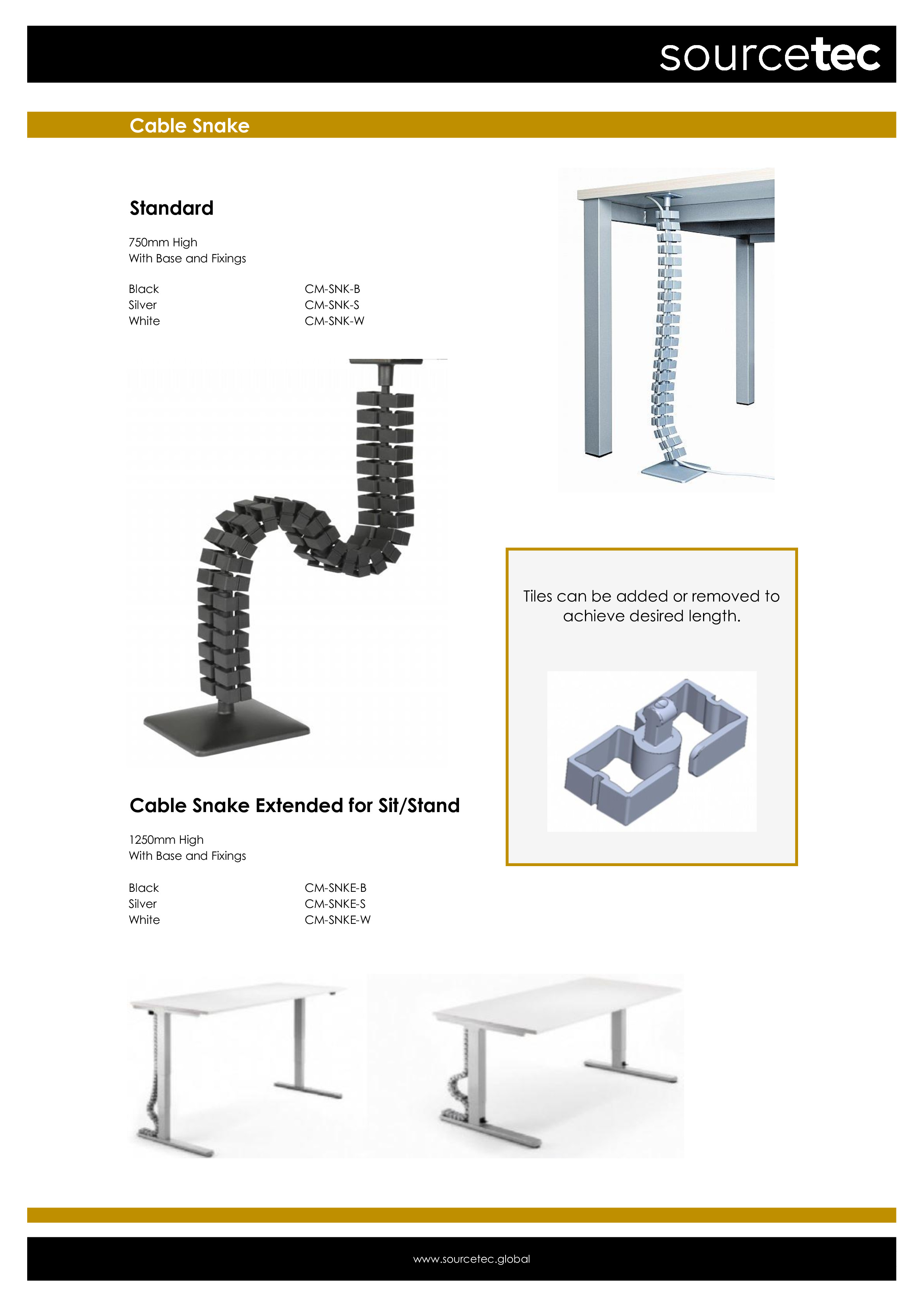 Workstories - Cable Snake - Product Sheet